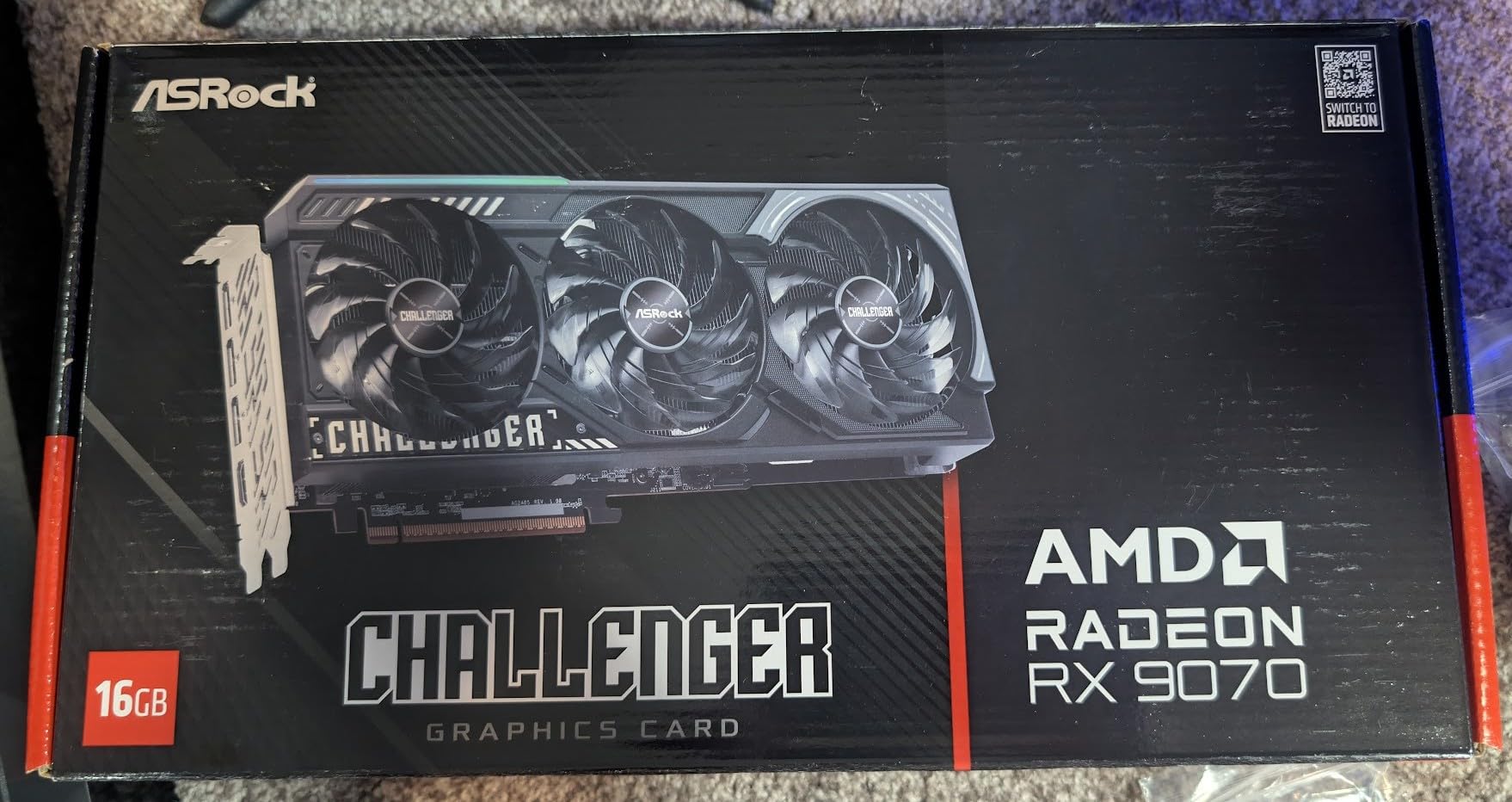 ASRock Radeon RX 9070 Challenger 16GB OC Graphics Card, RDNA 4, 2520MHz Boost, 16GB GDDR6 256-bit, PCIe 5.0, Triple Fans, 0dB Silent, LED Indicator customer photo 2