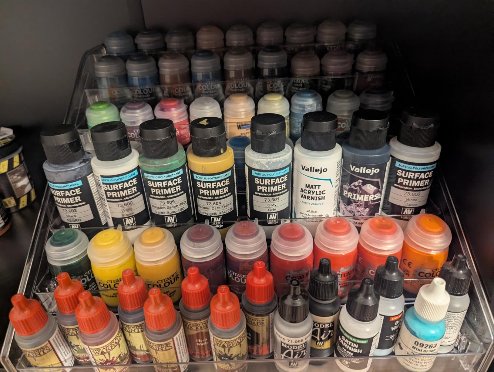 7-Layer Clear Acrylic Paint Holder Storage & Brush Organizer, Miniature Hobby Paint Bottle Supply customer photo 2