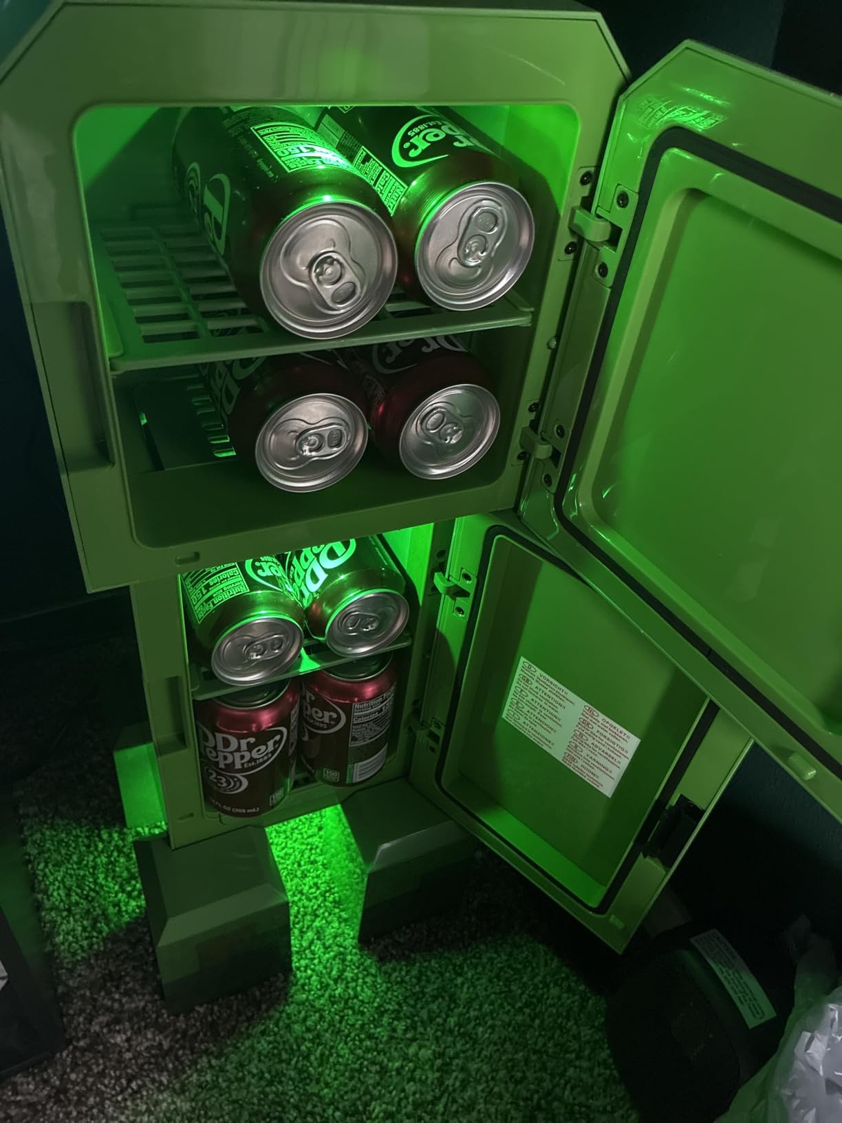 Minecraft Legends Creeper Mini Fridge - 12 Can 8L Portable Cooler with LED Lights, AC/DC Power & Removable Shelves for Gaming Rooms, Dorms & Offices customer photo 1
