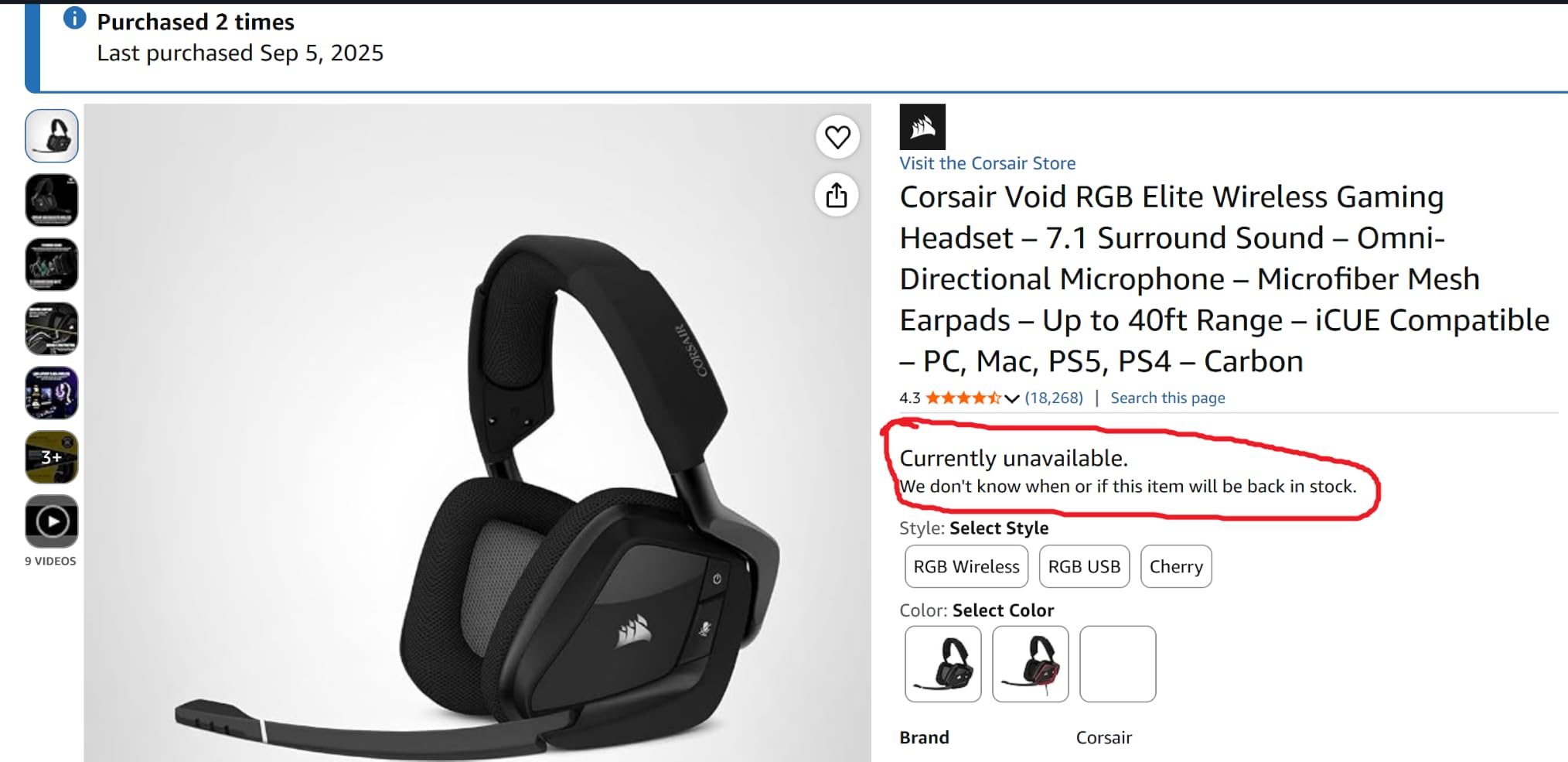Corsair Void v2 Wireless Bluetooth PC PS5 Switch Gaming Headset – Black customer photo 2