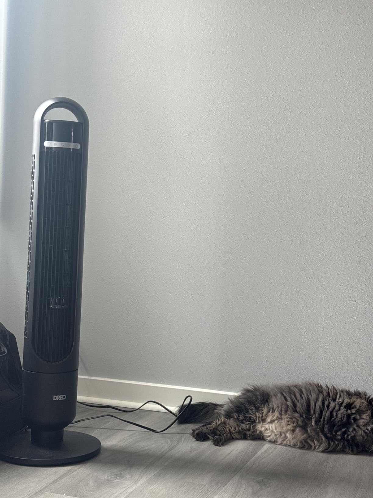 DREO Tower Fan for Bedroom, 26ft/s Velocity, 90° Oscillating, 8H Timer | 4 Speeds, 3 Modes, 28dB Quiet Standing Fan, Floor Fan for Room, Living Room, Office, Home, Cooling Fan with Remote, Black customer photo 1