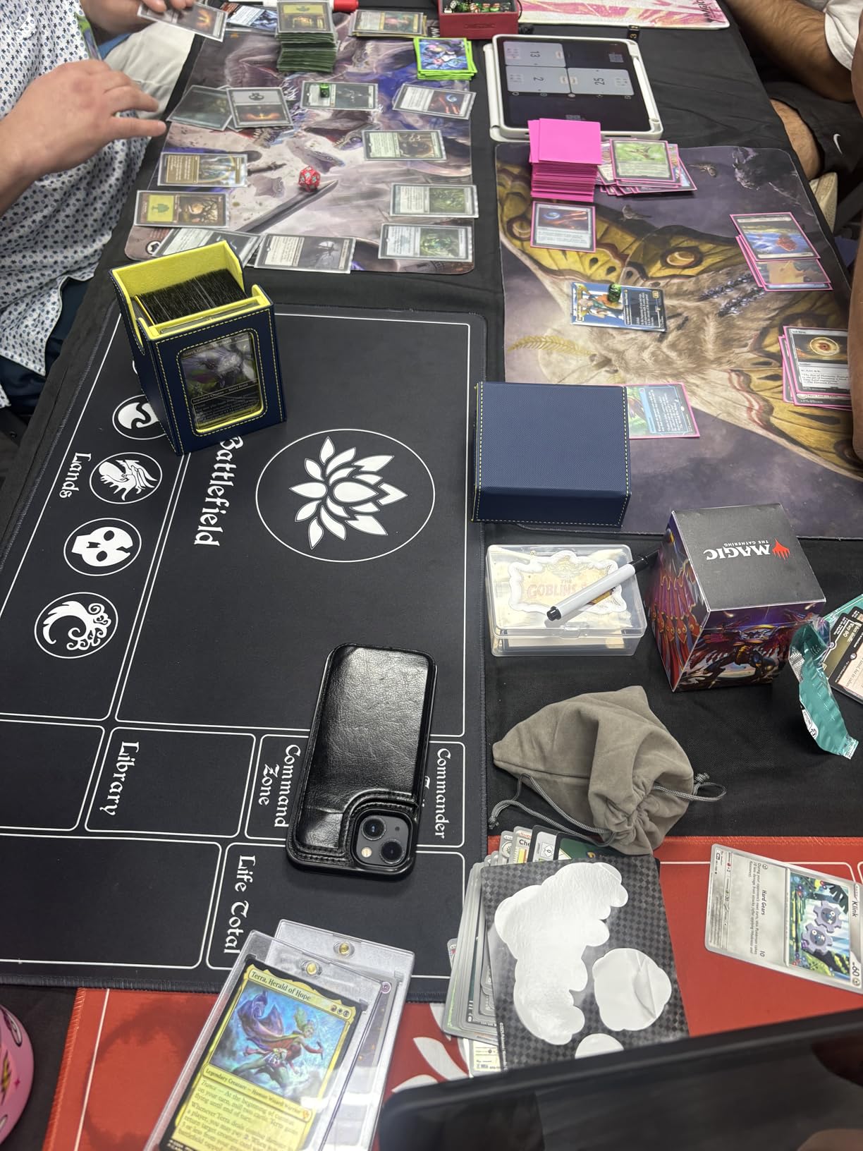 MTG Playmat Stitched with Magic Zones, Game Mats Tabletop 24x14 inch for MTG/TCG Card Battles Commander Deck Gaming Desk Mat Duel Mat Card Gameplay Mats for Beginner (24 x 14 in) customer photo 1