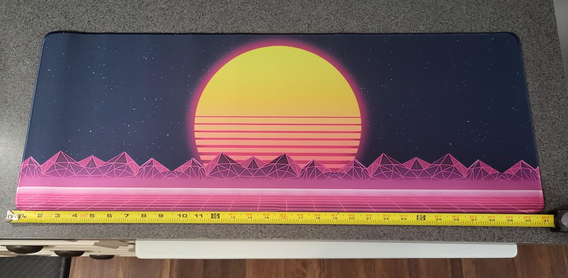 Large Gaming Mouse Pad with Stitched Edges, Retro Purple Cool Vaporwave Desk Mat, Extended XL Keyboard Pad, Non-Slip Rubber Base Desk Pad for Keyboard and Mouse, 31.5X11.8 inch customer photo 2