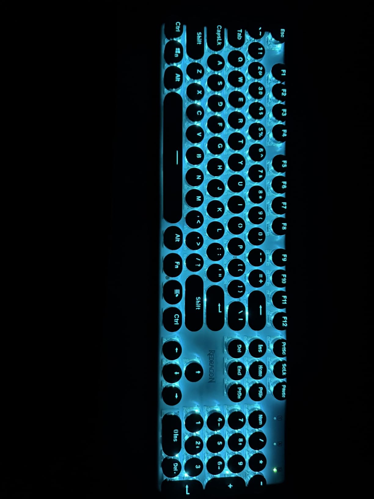 Redragon Wireless Typewriter Style Mechanical Gaming Keyboard, Black | Bluetooth/2.4Ghz/Wired, RGB Led Backlit, Blue Switch - Clicky, Rechargeable 4000mAh, Solid Metal Panel, Round Keycaps customer photo 2