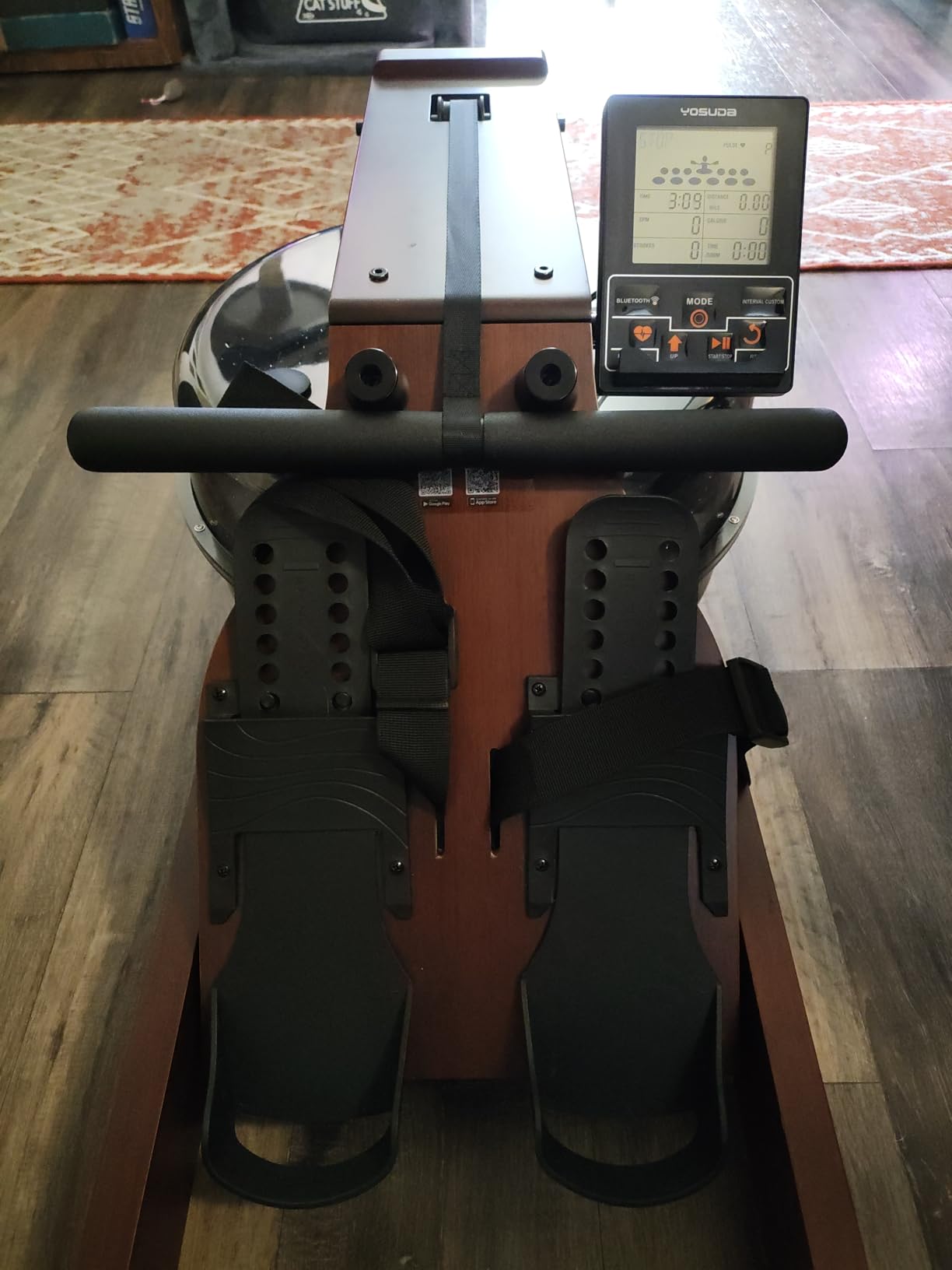 YOSUDA Water Rowing Machine Foldable for Home Use 5.8 Gal Large Water Tank | Immersive Wooden Water Rower Machine, Dedicated Monitor & Bluetooth APP, 4-Blade Paddle, 400LBS Weight Capacity customer photo 1