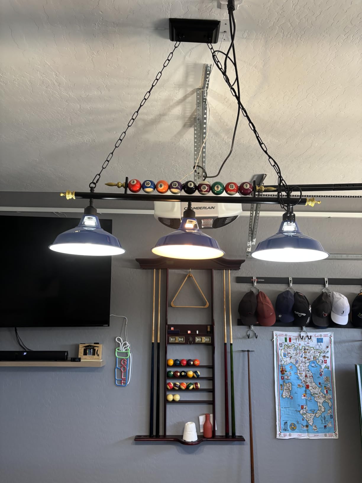 Rossesay Adjustable Pool Table Lights, 3 Lights for 7'-8' Billiard Table | Billiard Light Hanging Pool Table Fixture Lighting Pendant Lamp with Metal Shades for Game Rooms (Bulb Not Included) customer photo 1