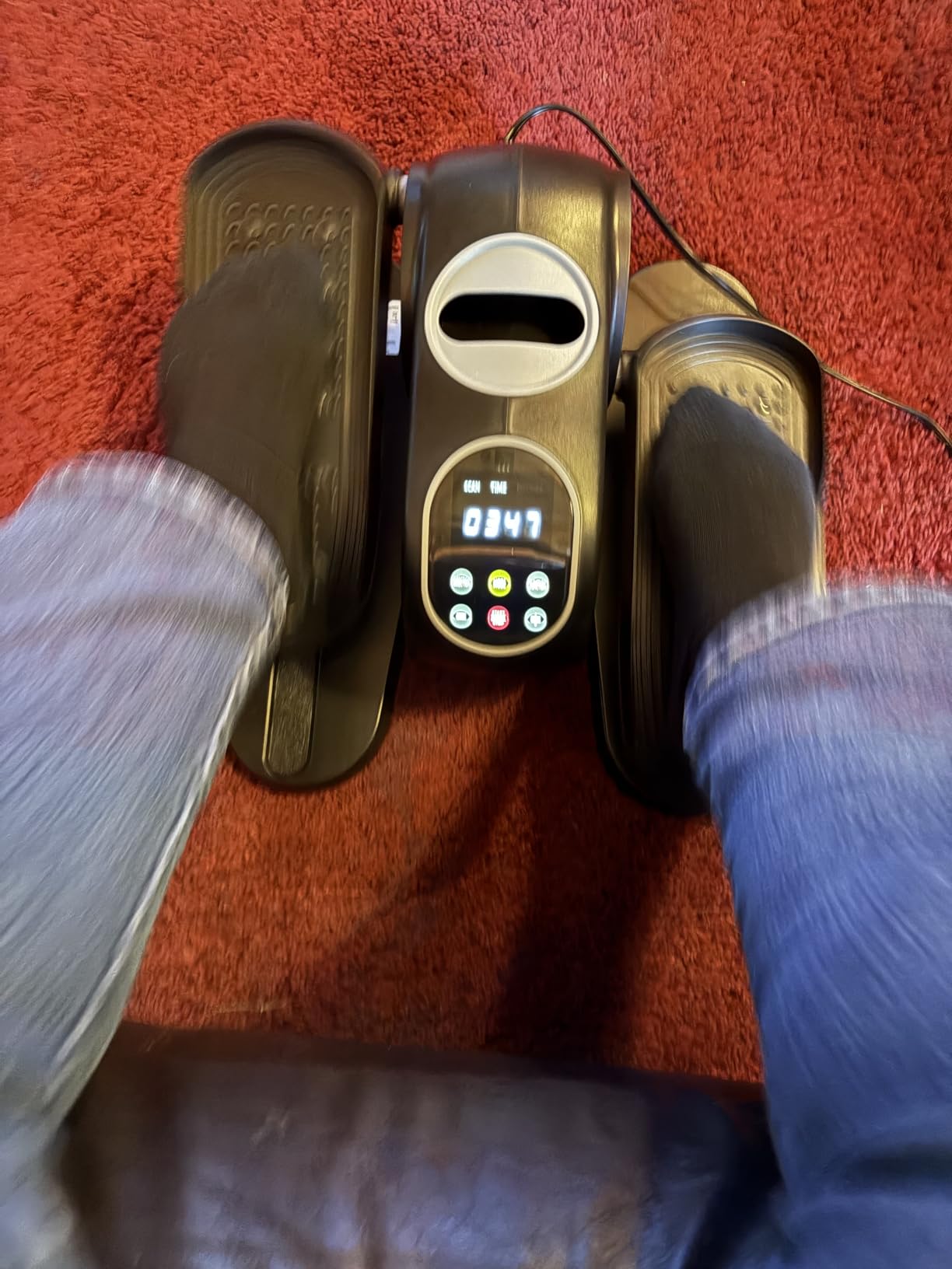MERACH Under Desk Elliptical, Leg Exerciser While Sitting for Seniors | Quiet Portable Electric Seated Pedal Exerciser Machine with Remote Control & 12-Speeds for Home Office customer photo 2