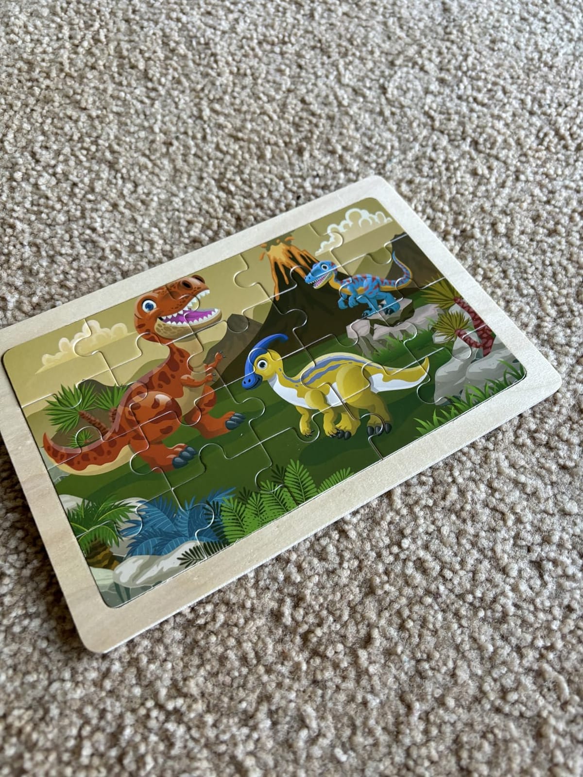 Wooden Educational Jigsaw Puzzles for Preschool Kids Ages 3-5, 4-Pack with 20 Pieces Dinosaur, Space, Transportation Wood Puzzles Set, Kids Brain Teaser Toys, Gifts for Boys Girls Ages 3 4 5 6 customer photo 2