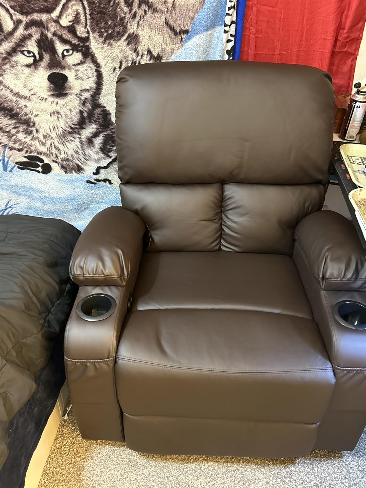 LAFWELL Rocking Recliner Chair, Massage Rocker Recliner Chair with Vibration Massage and Heat, USB and Type-C Ports, 360 Swivel Faux Leather Chairs, Living Room, Bedroom, Nursery, RV, Black customer photo 1