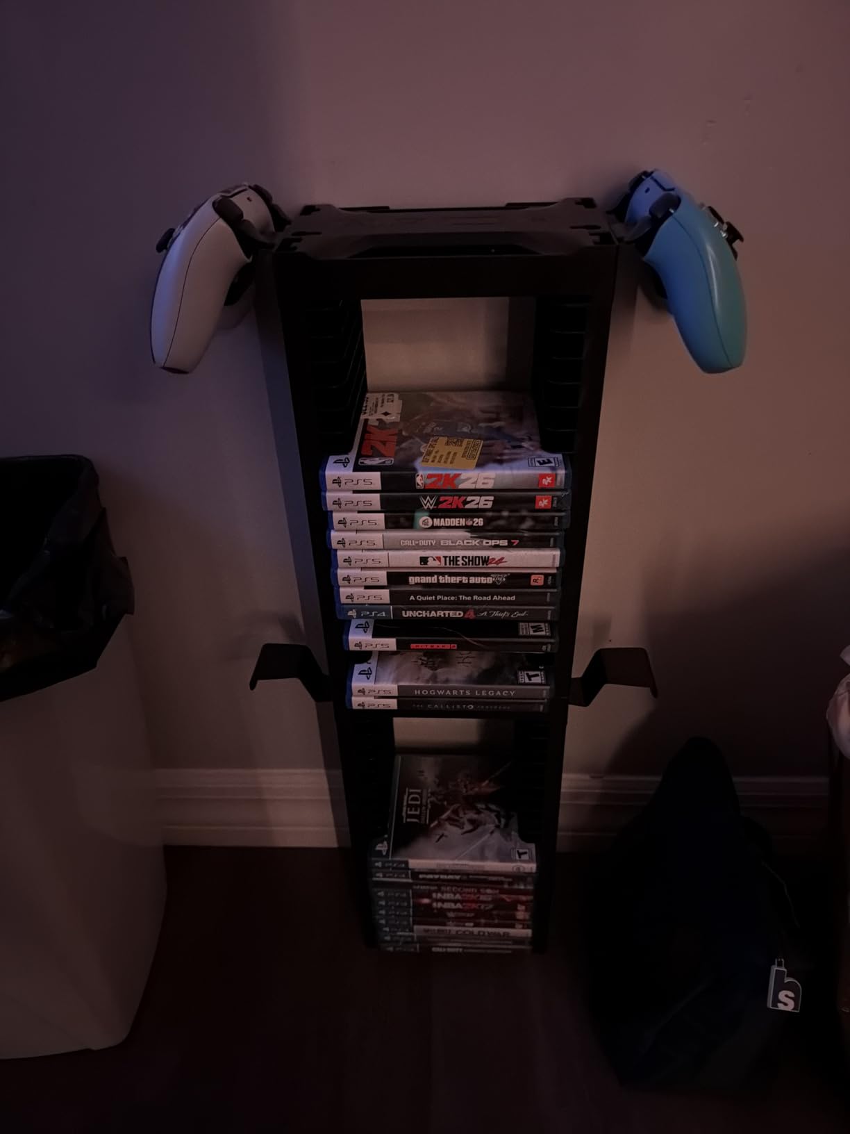 Video Game Disc Rack Tower Storage Holder Stand Universal for PS5/PS4/XBOX One/Series/NS Game, Game Organizer Shelf Display Stand for Wall Mount/Desk/Floor with Controller Holder Sega Genesis Consoles customer photo 1