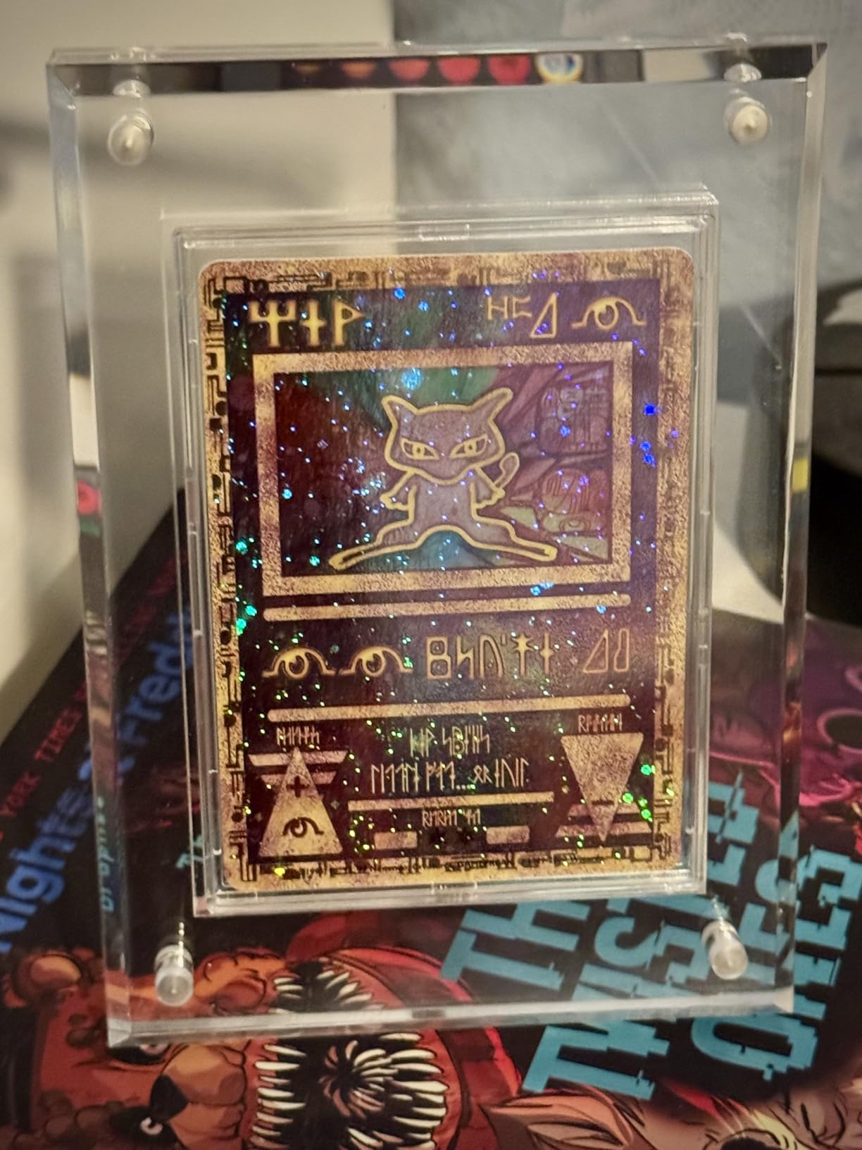 Acrylic Trading Card Display Frame Magnetic Card Holder Case with Stand & Inner Case 35PT, UV Protection Frame for Pokemon, Sports, Baseball, Football, Hockey MTG Yugioh Comic Cards (Clear, 3-Slot) customer photo 2