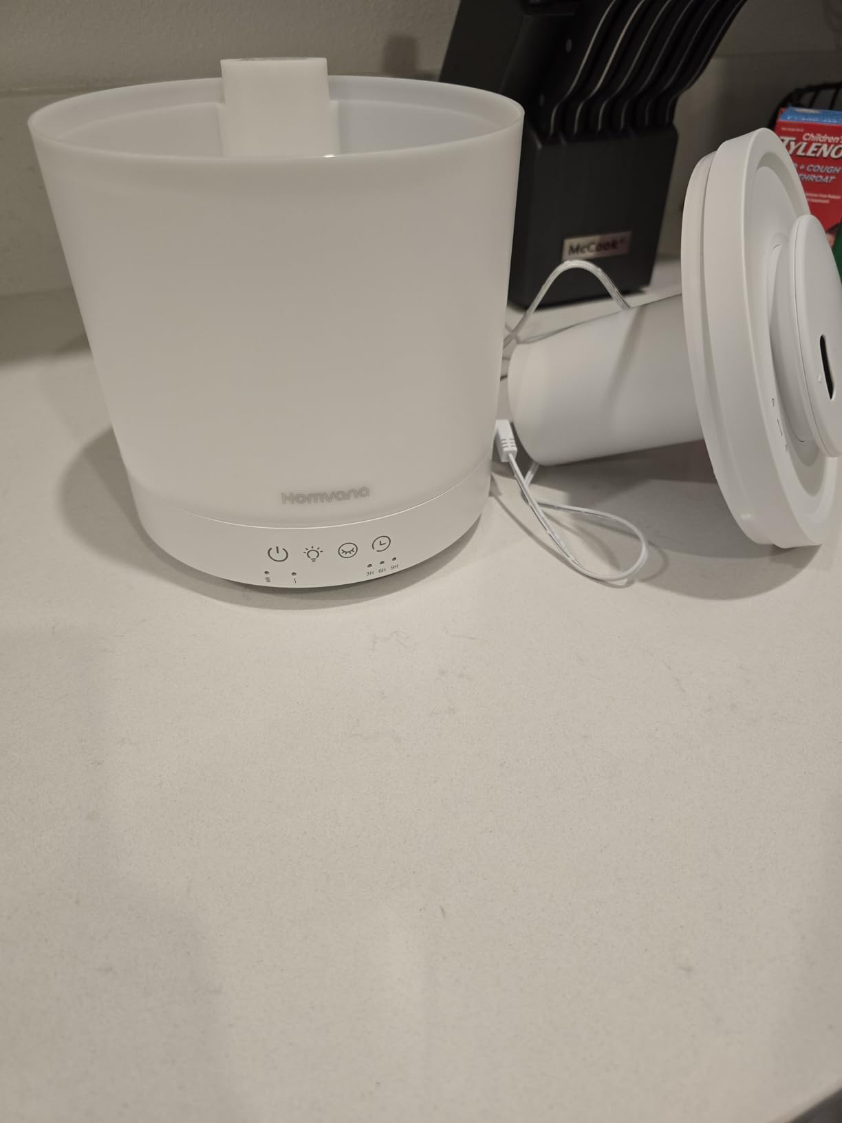 Homvana Humidifiers for Bedroom, Large Room, 1.5L Top-Fill, 2 Packs | 3 in 1 Ultrasonic Humidifier Oil Diffuser for Congestion Relief, 28dB Quiet, Cool Mist, Night Lights for Home, Plants customer photo 1