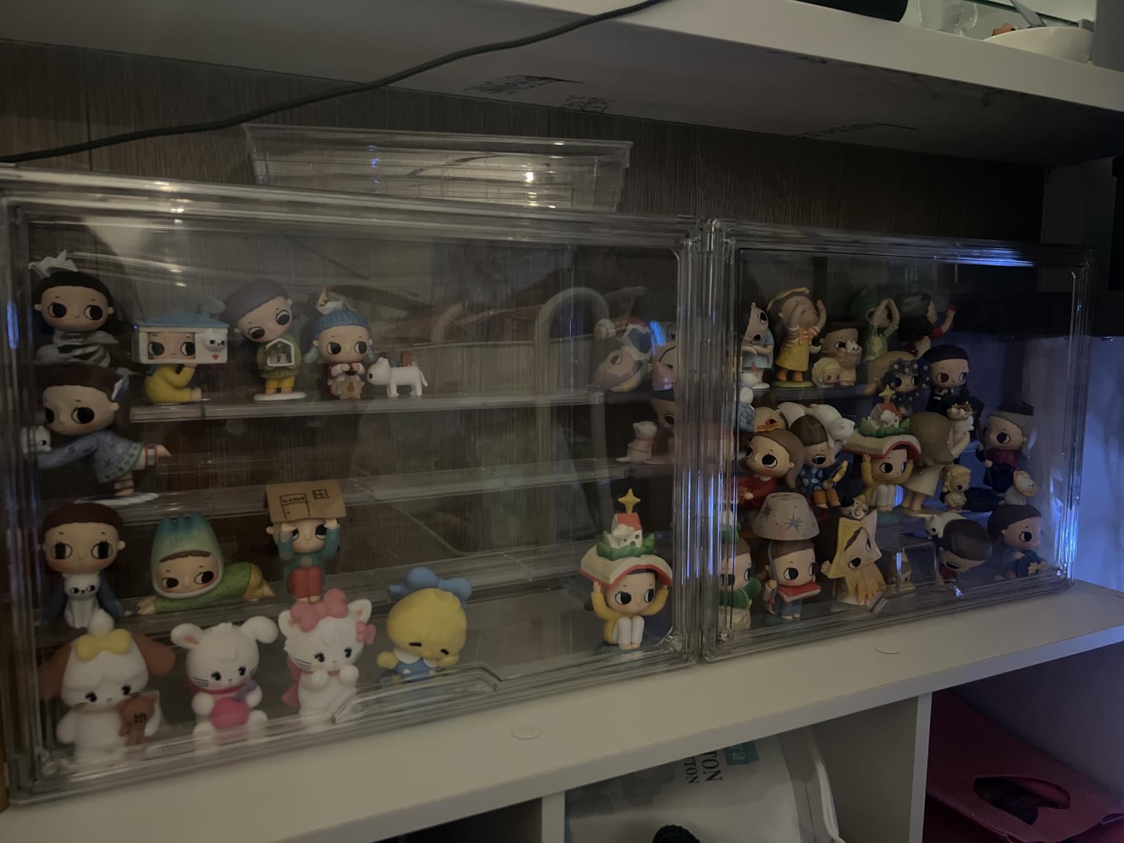 Clear Acrylic Display Case for Collectibles 4 Layer Hobby Figure Display Case Box with Shelves Stackable Figurine Display Boxes for Funko Pop Mart Labubu Model, 2 Pack customer photo 2
