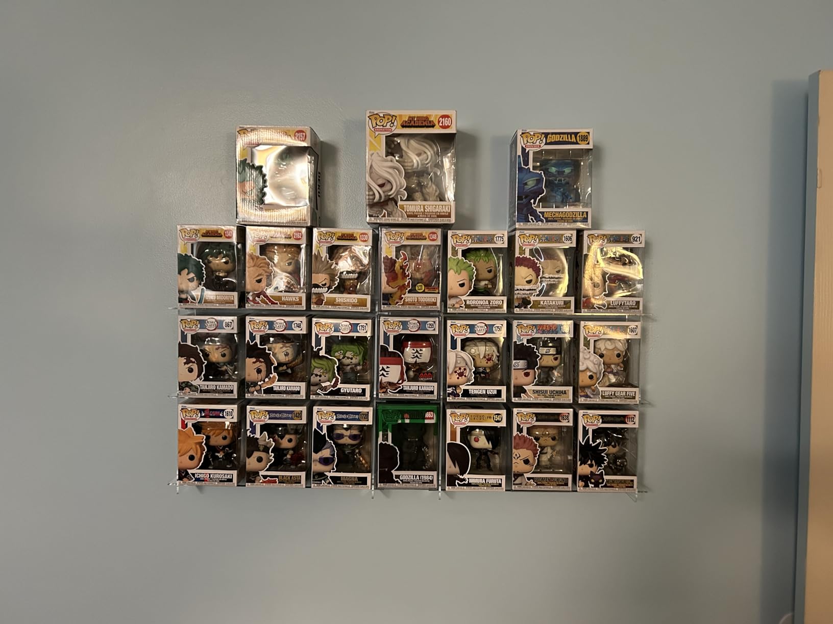 WINKINE Wall Display Shelves Compatible with 21 Funko Pop in Box, Easy Install - Only 2 Screws per Shelf, Acrylic Floating Shelves Stackable, Action Figure Stand, Collectibles Display Case, 2 Pack customer photo 2