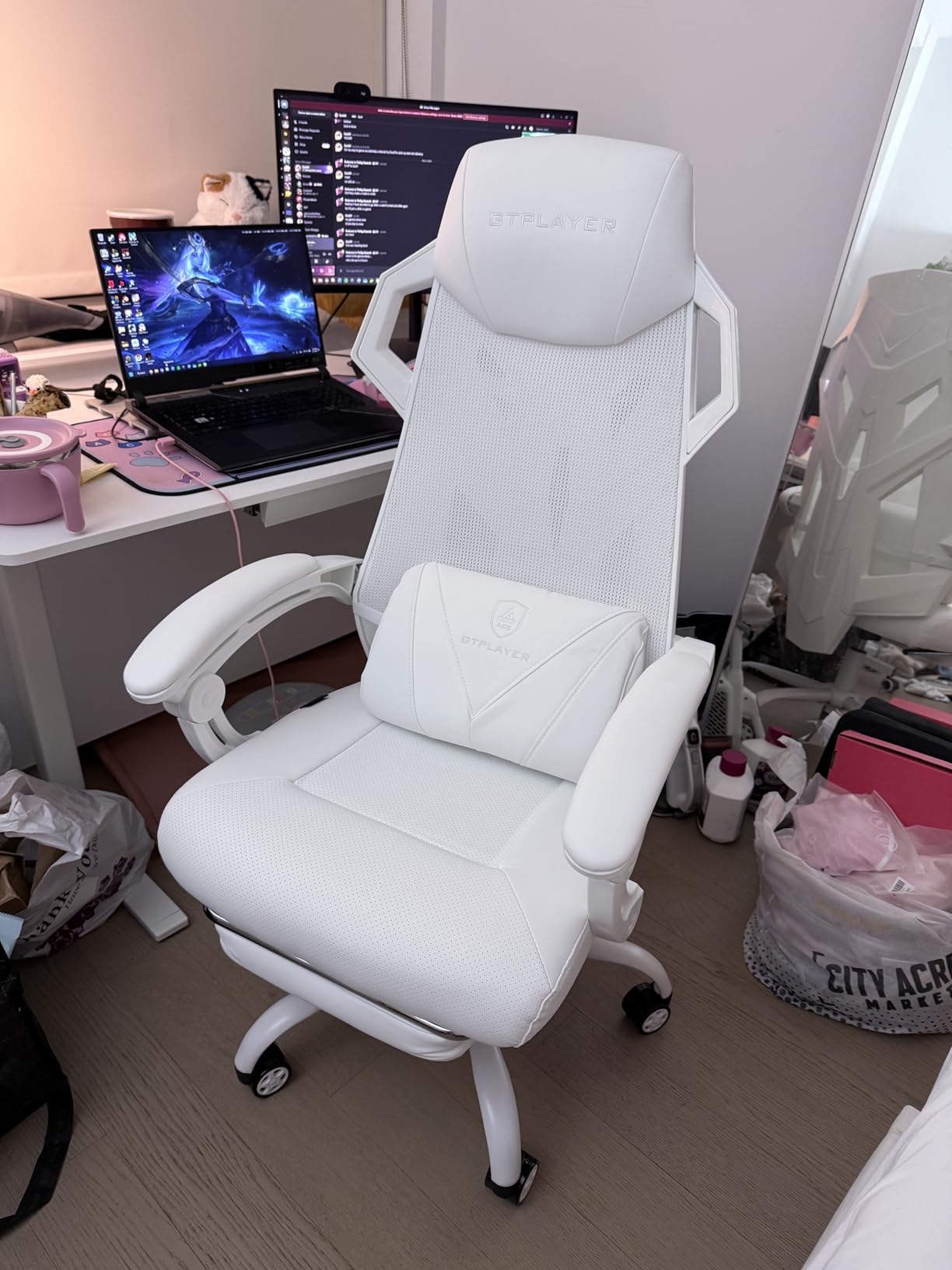 GTPLAYER Computer Chair with Adjustable Footrest, Ergonomic Gaming Chair with Headrest and Lumbar Support, Breathable Mesh Office Chair for Adults, High Back Reclining Desk Chair for Gaming and Office customer photo 2