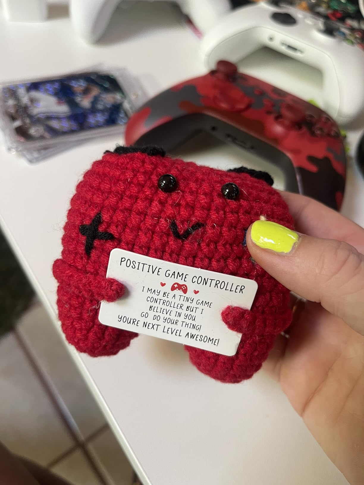 Gamer Gifts for Teen Boy, Positive Crochet Controller Gifts for Son Boyfriend Birthday, Gamer Gift for Teenage Boy, Boy Room Decor, Gaming Accessories for Kids Christmas customer photo 2