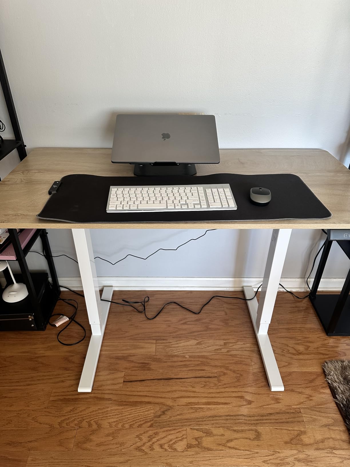 FEZIBO Standing Desk 48 x 24 Inch Electric Height Adjustable, Maple | Sit and Stand Up Adjustable Desk, Home Office Computer Desk with 3 Customizable Memory Presets customer photo 1