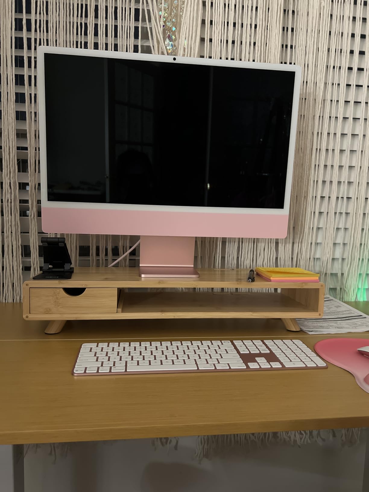 Bamboo Monitor Stand Riser with Drawer customer photo 1