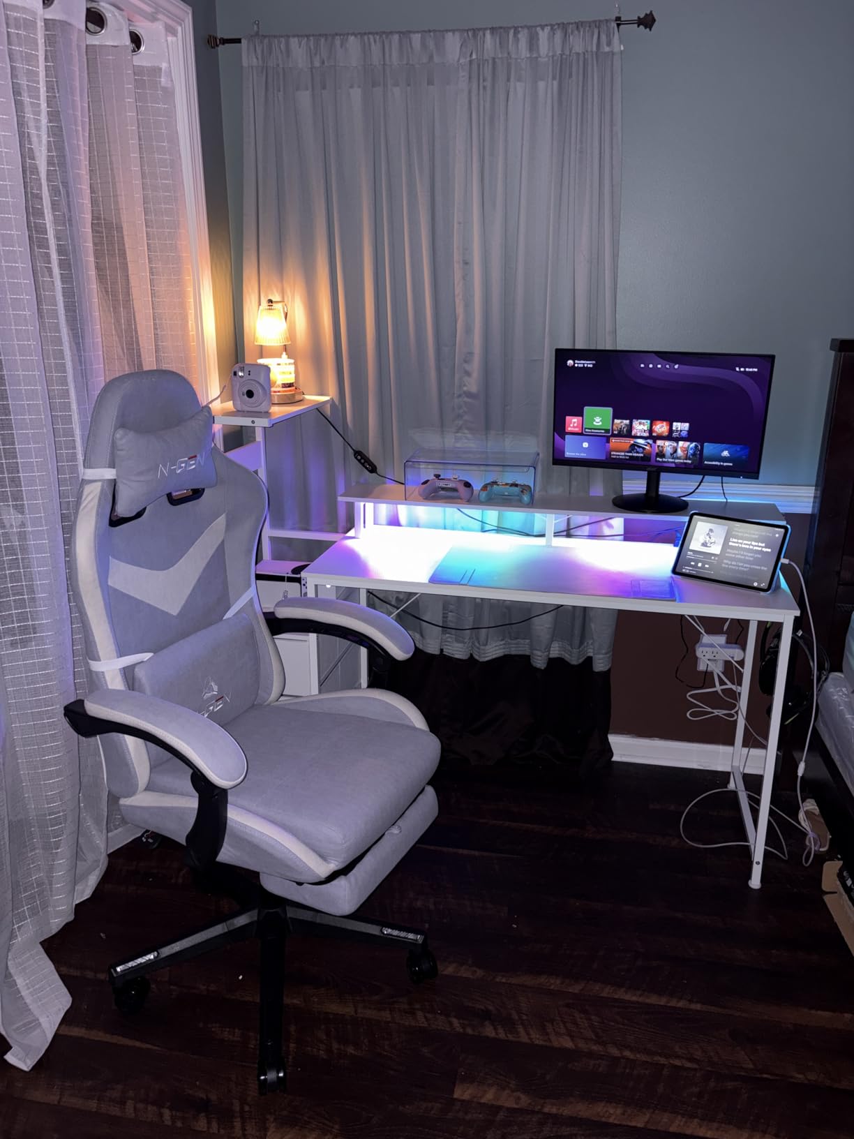 N-GEN GAMING Gaming Chair, Reclining Backrest, Footrest, Fabric, Black | Ergonomic Design with Reclining Backrest, Linkage Armrests and High-Density Foam, Comfy Seating for Computer or Home Office customer photo 2