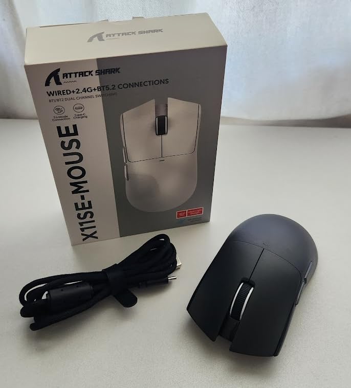 Attack Shark X11SE Wireless Gaming Mouse, 59g Lightweight, Black | Bluetooth/2.4Ghz Wireless/Wired Connectivity, 22K DPI, PixArt PAW3311 Gaming Sensor, 1K Polling Gamer Mice for PC/Mac customer photo 2
