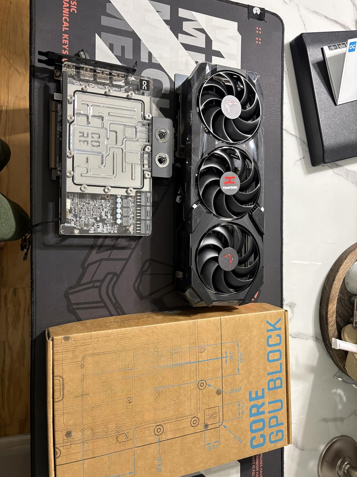 Alphacool Core RX 9070 XT Red Devil GPU Water Block with Backplate | Chrome-Plated Copper Base, Acrylic Top, 4x G1/4
