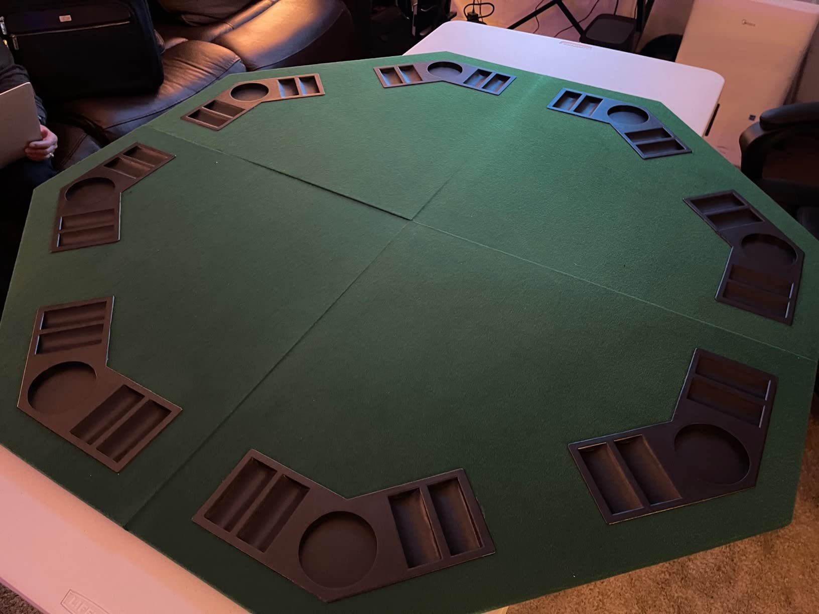 Foldable Poker Table Top with Cup Holders & Interchangeable Game Mat Topper | 3-in-1 Poker Table with Reversible Black Felt for Texas Holden Poker, Blackjack, Craps for 8 Players Home Party, Game Night customer photo 2