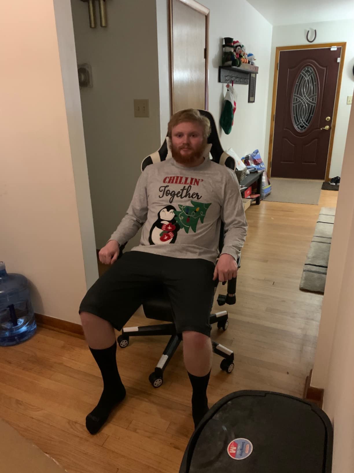 GTRACING Gaming Chair with Reclining Backrest, Adjustable Height and Swivel Base, Ergonomic Computer Chair with Headrest and Lumbar Support (Black) customer photo 2
