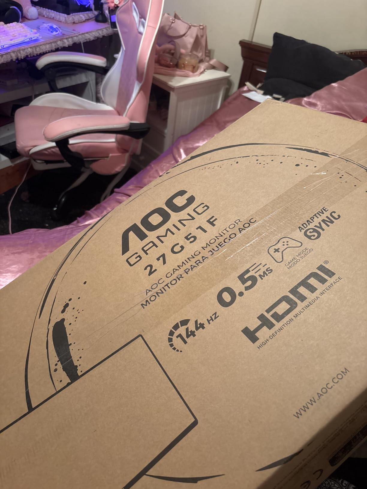 AOC 27 Inch Gaming Monitor FHD 144Hz Fast IPS 0.5ms HDR, 27G51F | 1920x1080 Computer Monitor, Adaptive-Sync, LED, VESA Mount customer photo 1