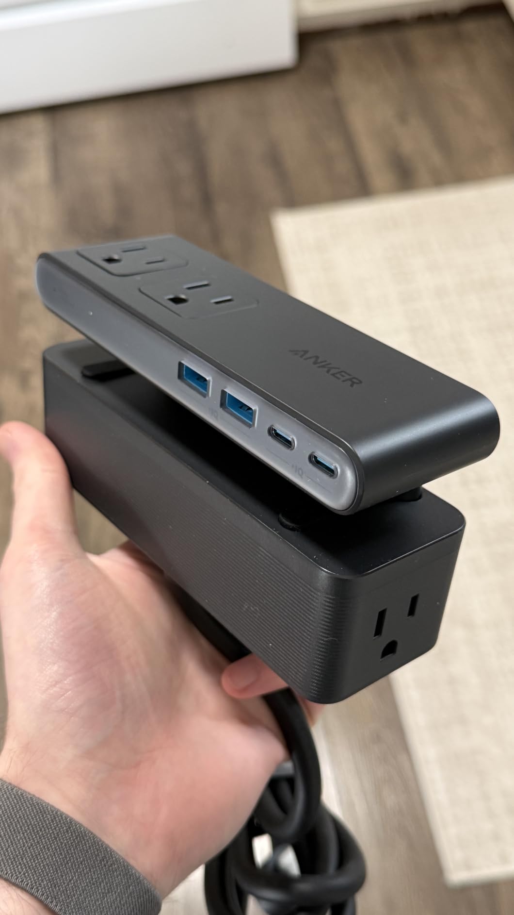 Anker Nano Power Strip, Desk Clamp, 70W Max, 1500J Surge Protector, 2 USB C | 6AC, Extension Cord, Outlet Extender Desk Organizer Gaming Accessories Home Office Essentials, Fit 0.6~1.8'' Tabletop Edge customer photo 1