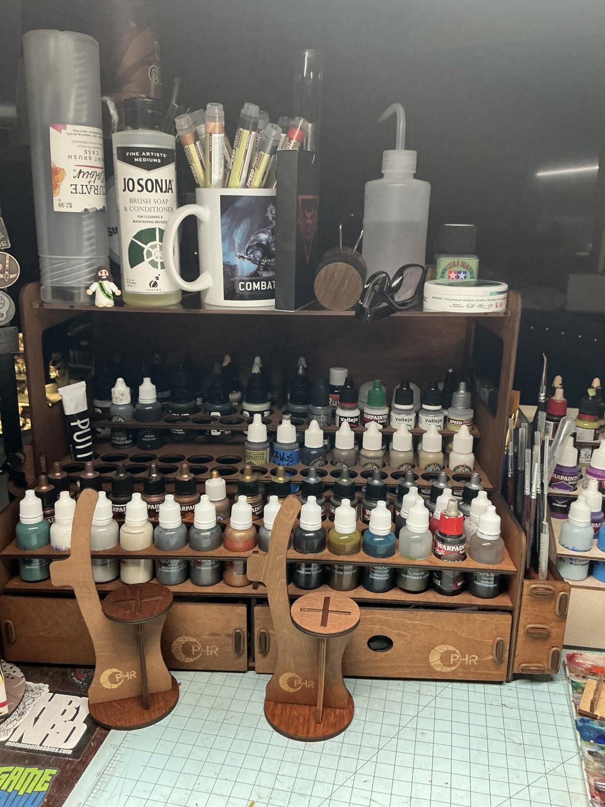 OPHIR 50 Holes Wooden Paint Holder Rack for Model Paints, Painting Brushes | 1.42