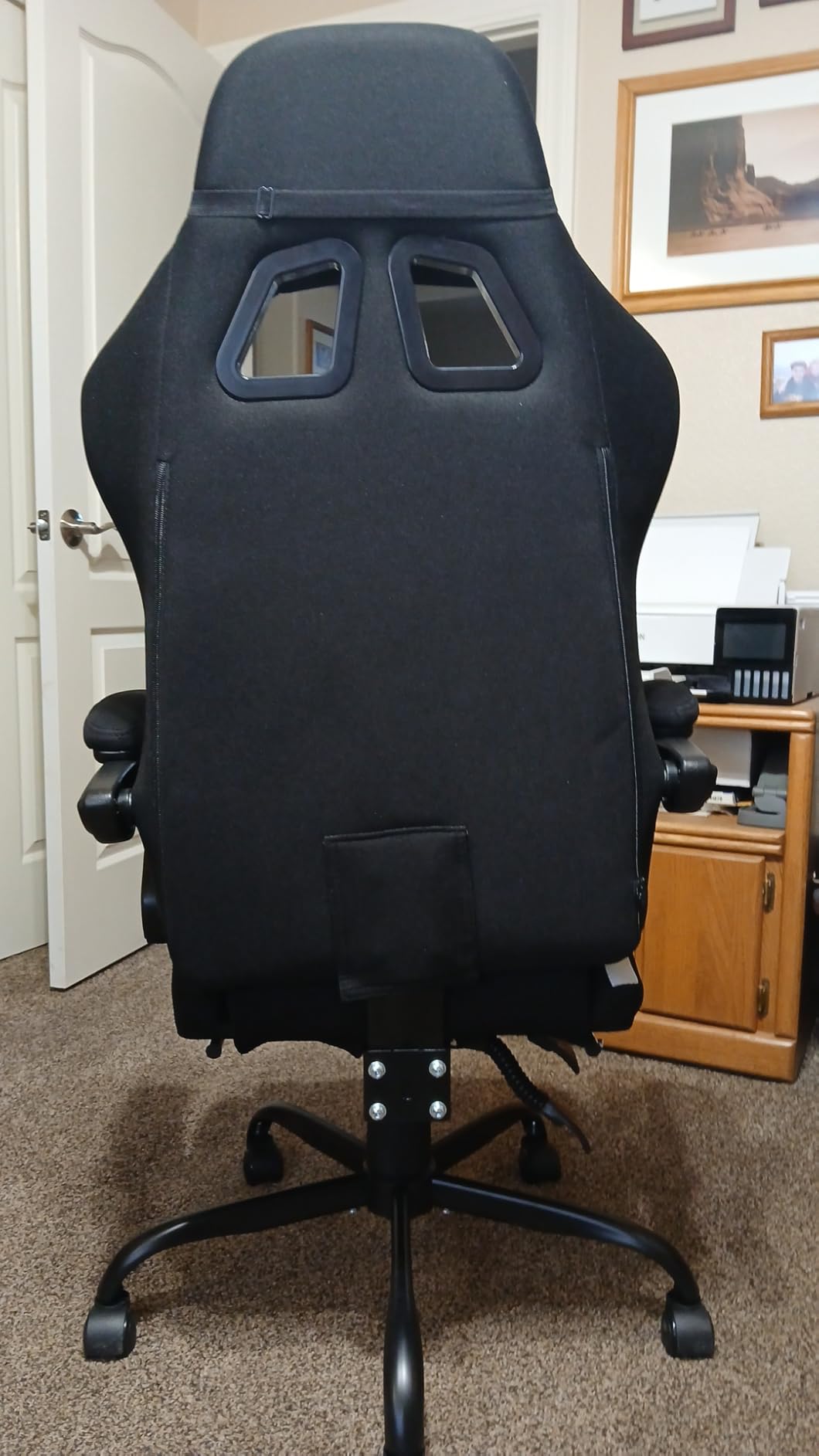 GTPLAYER Gaming Chair with Foot Rest & Pocket Spring Cushion, Breathable Fabric for Home Office Desk, Ergonomic High Back Computer Chair with Headrest & Lumbar Support, Black customer photo 2