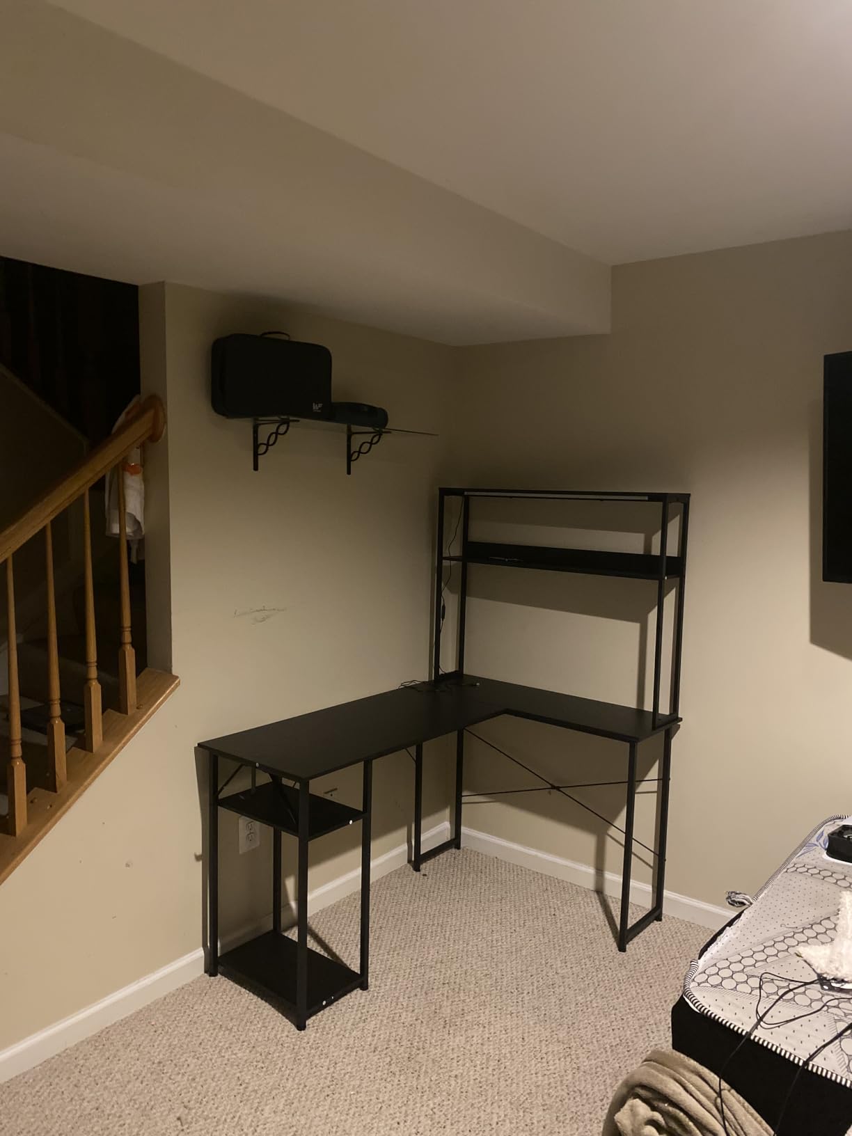 ODK 53 Inch L Shaped Gaming Desk with Hutch & Headphone Hook | Black Corner Computer Table with LED light & Storage Shelves for Home Office customer photo 1