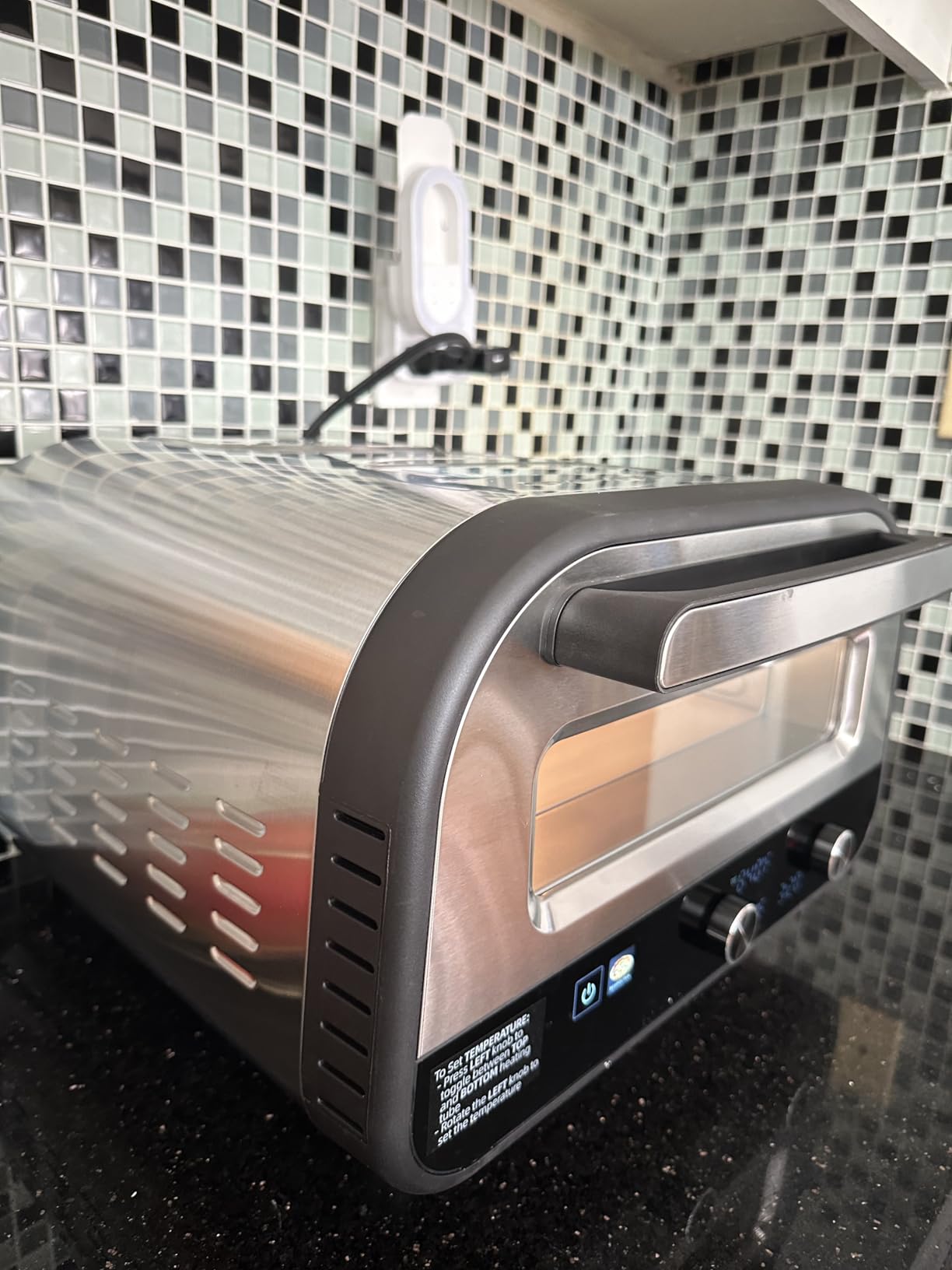 AMZCHEF Indoor Electric Pizza Oven 12-Inch Countertop 840F Preset/Manual | Stainless Steel, 1700W Dual Heating customer photo 2