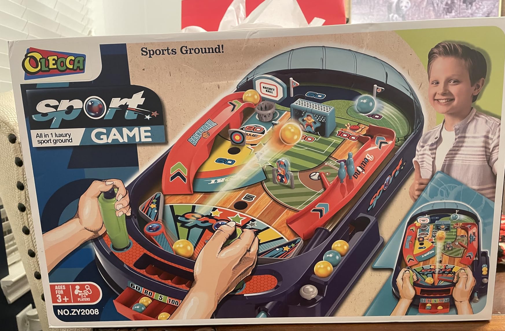 Kids Pinball Machine - Tabletop Arcade Game with Obstacles, Pull-Rod Launcher, Flippers, Scoring Targets, Pins & Mini Hoop, 1-2 Player Mini Pinball for Kids Ages 3+ customer photo 1