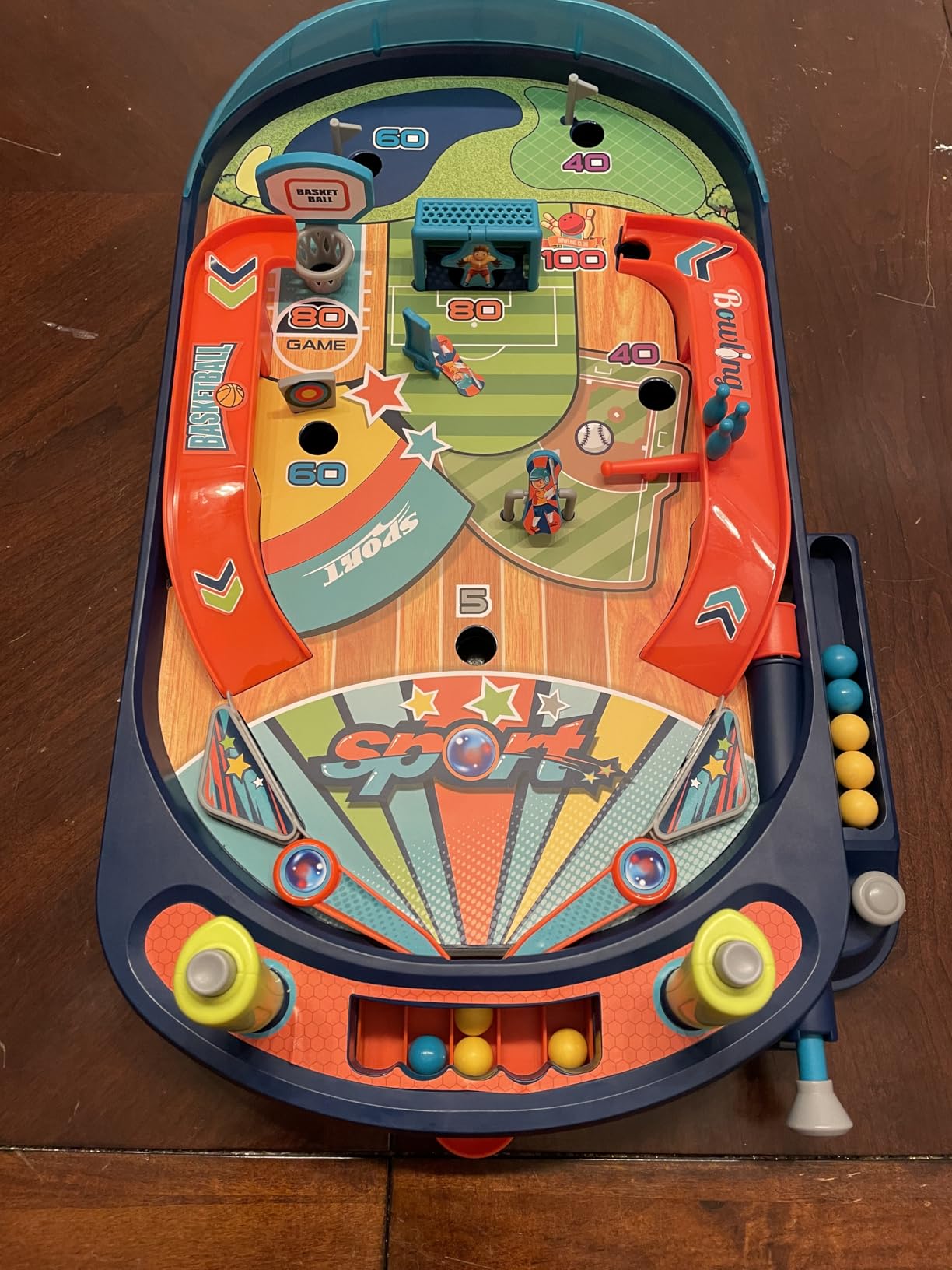 Kids Pinball Machine - Tabletop Arcade Game with Obstacles, Pull-Rod Launcher, Flippers, Scoring Targets, Pins & Mini Hoop, 1-2 Player Mini Pinball for Kids Ages 3+ customer photo 2