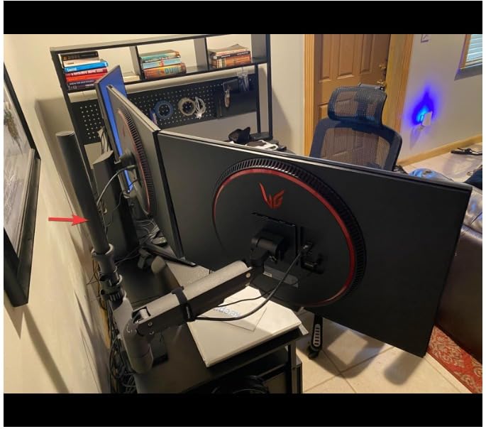 VIVO Pneumatic Arm Single Ultrawide Monitor Extra Tall Desk Mount for Up to 49 inch Screens, Heavy Duty Clamp, Holds Ultra Wides Up to 44 lbs, Black, STAND-V110K customer photo 2