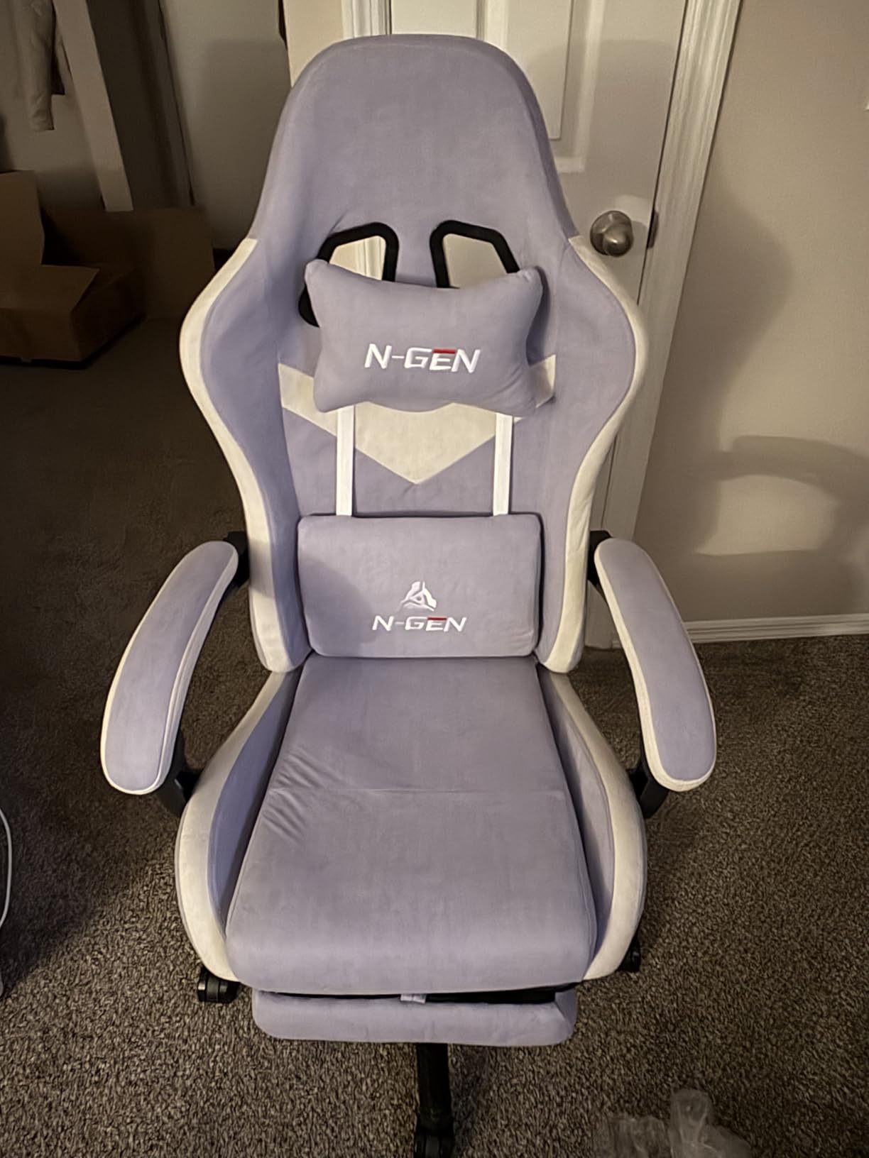 N-GEN GAMING Gaming Chair, Lumbar Support with Breathable Fabric, Grey | Ergonomic Design with Linkage Armrests, Adjustable Height and High-Density Foam customer photo 1