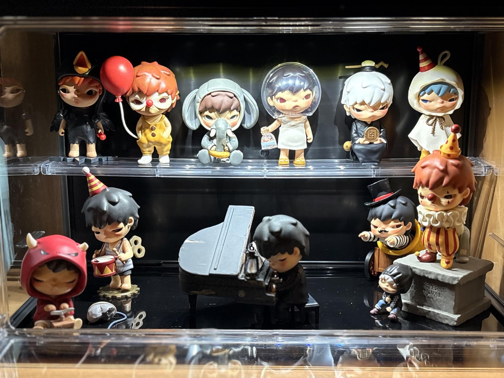 Acrylic Display Case for Collectibles with LED Light, 3 Layer Adjustable Figure Display Case with Magnetic Door, Lighted Display Box Stackable Clear Blind Box for Action Figure, Popmart, 2 Pack, Black customer photo 1