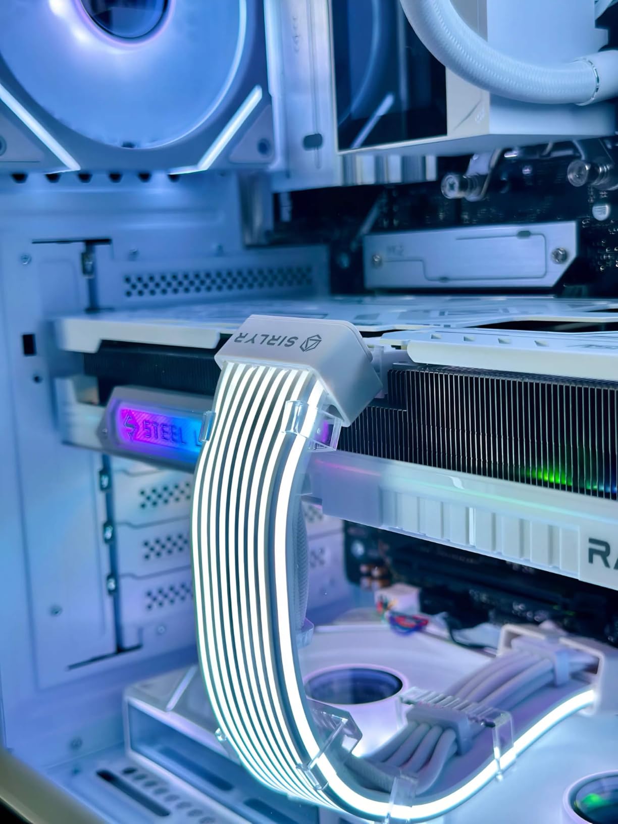 Sirlyr White ARGB Sleeves for PSU Cables, 8Pin/12VHPWR & ATX 24Pin, 5V 3Pin | Flexible LED Strips/Cover, Manage GPU/MB Cables, Decorate PC Case with ARGB Lighting customer photo 2