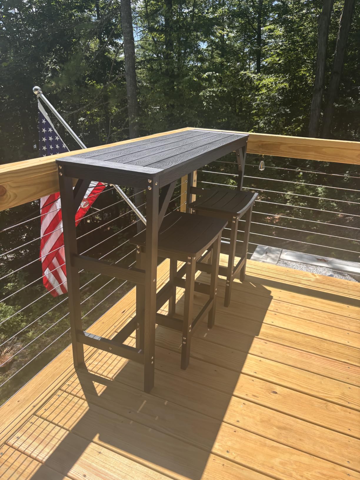HIPS Outdoor Patio Bar Set, All Weather HIPS Bar Table and Chairs Set for Outside, 55