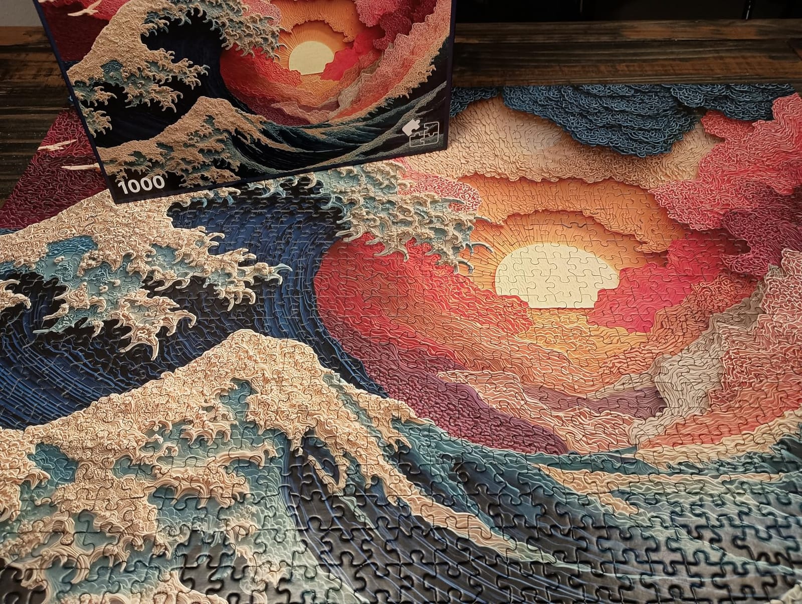 Great Wave (#2) - 1000 Piece Jigsaw Puzzle for Adults | Premium European Blue Board | Satin Low-Glare Finish | Ribbon Cut | Bonus Poster | Display-Worthy Box | Printed in USA | Final Piece Puzzles customer photo 1