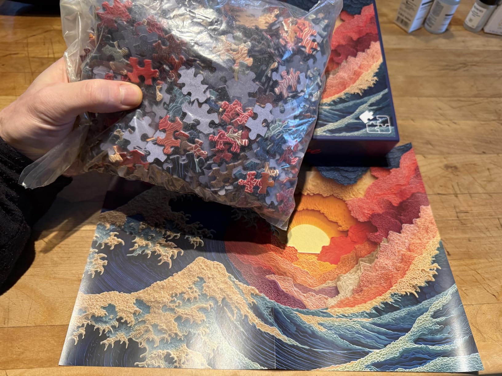 Great Wave (#2) - 1000 Piece Jigsaw Puzzle for Adults | Premium European Blue Board | Satin Low-Glare Finish | Ribbon Cut | Bonus Poster | Display-Worthy Box | Printed in USA | Final Piece Puzzles customer photo 2