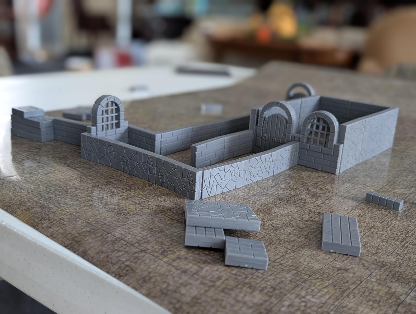 CZYY Magnetic Dungeon Tiles, 58 PCS Modular Terrain Set for RPGs, Basic Set | Double-Sided Texture, Paintable Gray Plastic, Quick Build 3D Battle Maps, Fits 25-32 mm Miniatures, Gift for DM & RPG Player customer photo 2