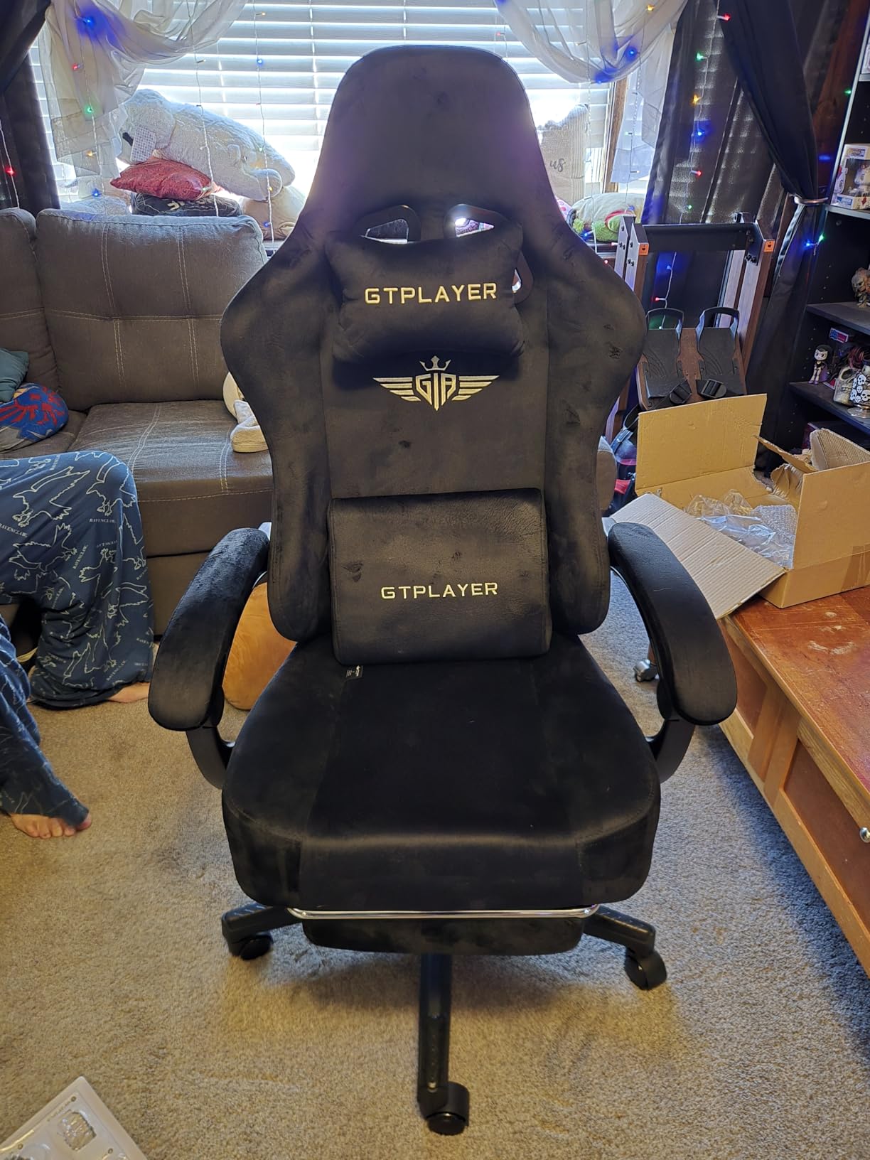 GTPLAYER Gaming Chair Fabric with Pocket Spring Cushion, Big and Tall Gamings Chairs 350LBS High Back Computer Chair with Footrest for Adults Lumbar Support Swivel Game Chair for Office Light Black customer photo 1