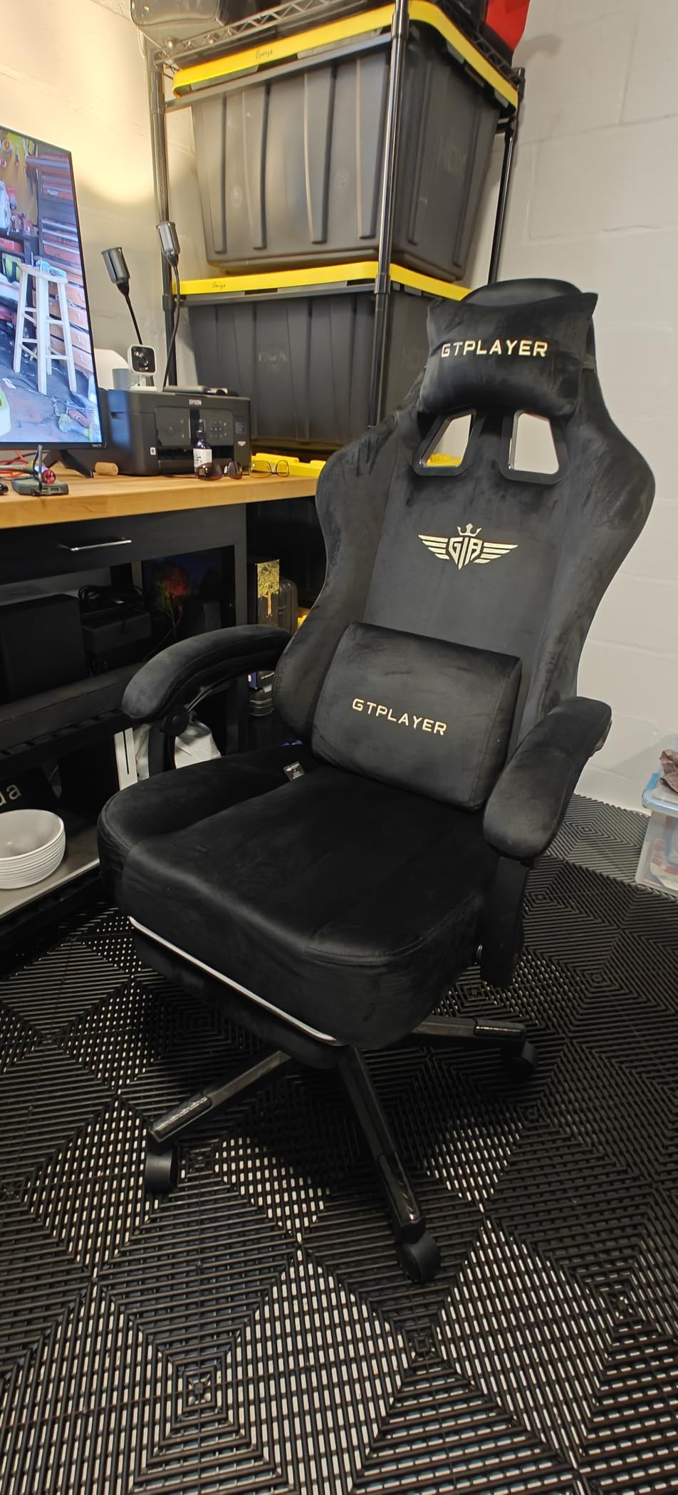 GTPLAYER Gaming Chair Fabric with Pocket Spring Cushion, Big and Tall Gamings Chairs 350LBS High Back Computer Chair with Footrest for Adults Lumbar Support Swivel Game Chair for Office Light Black customer photo 2