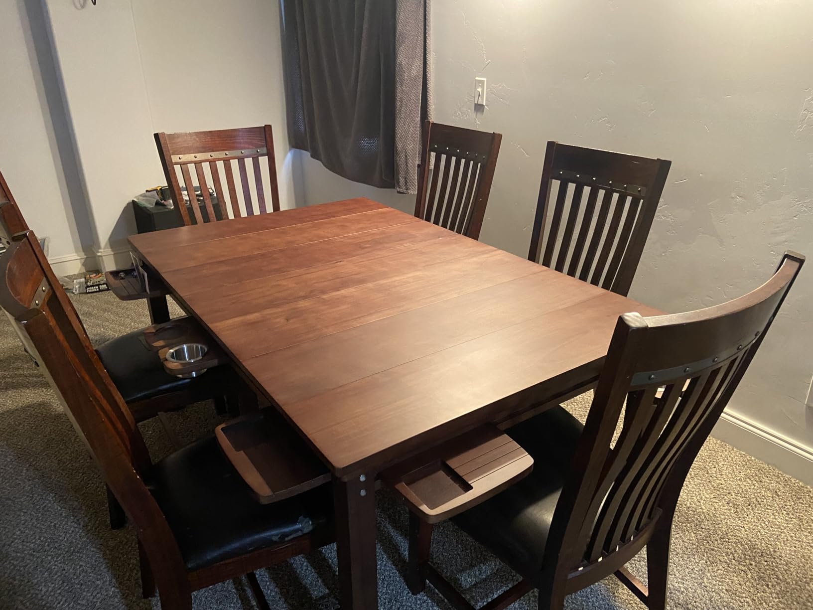 Convertible Board Game Table for 4-6 Players, Spacious Gaming Space w/Clean-Edge Table Top, Non-Slip Play Mat, Cup Holder & Game Tray, Dining Table w/Storage for DND, Poker Card, Family Dinner customer photo 2