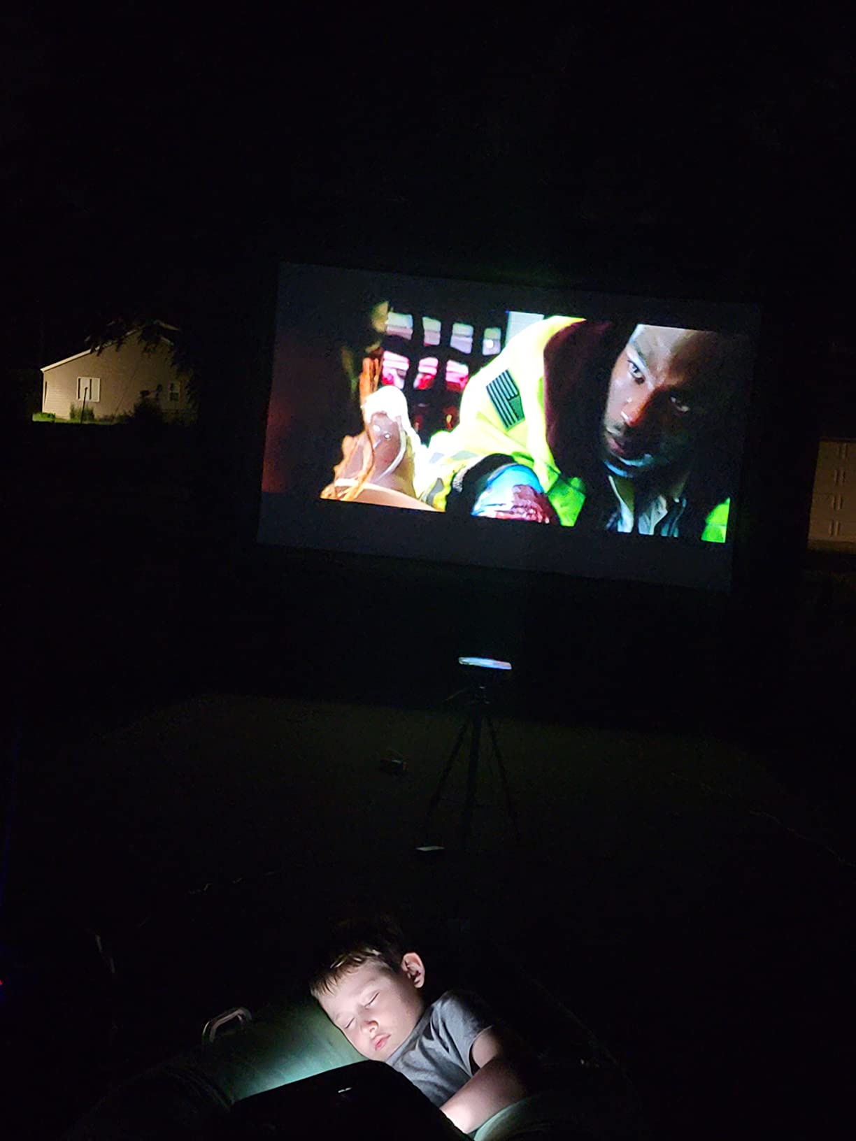 GYUEM 21FT Inflatable Projector Screen - Outdoor Movie Screen Blow Up for Movie Parties Backyard Outside with Air Blower and Carry Bag, Front and Rear Projection customer photo 1
