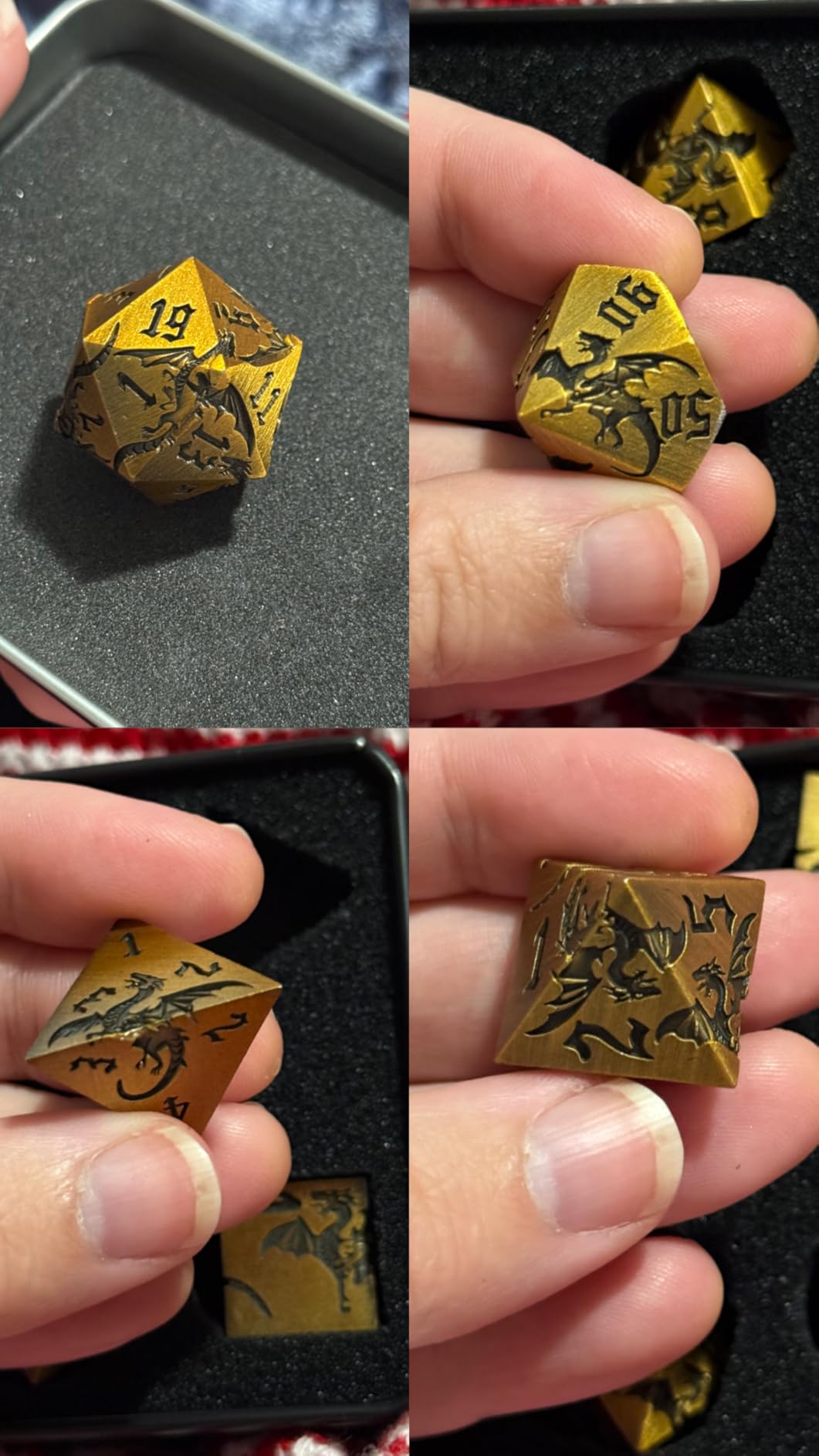 Metal DND Dragon Dice Set, D&D Polyhedral Dice with Dragon for Dungeons and Dragons RPG TTRPG 7-Die Set with Gift Case customer photo 1