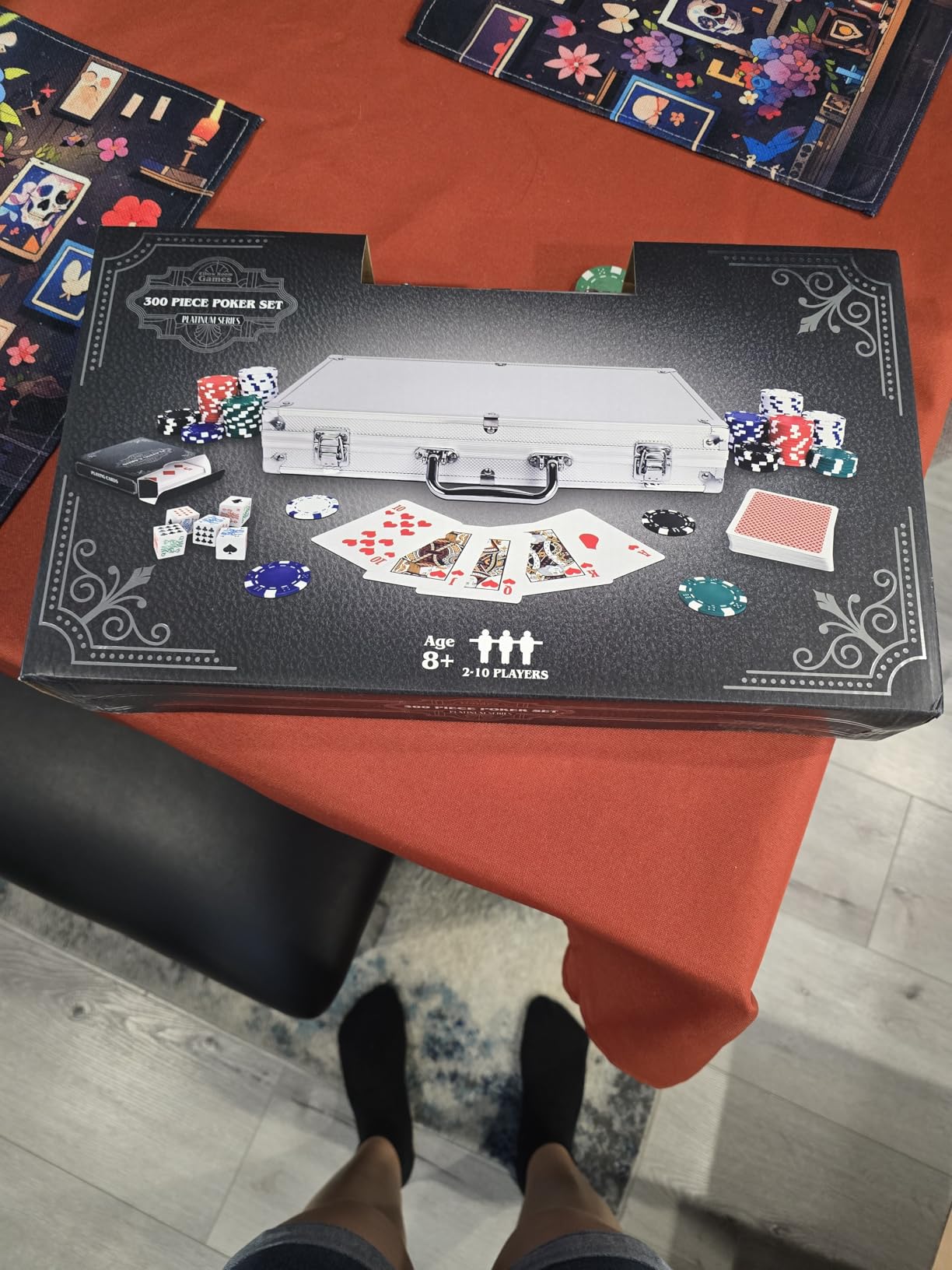 Elbow Room Games 300 Piece Poker Set, Includes Colored Chips, Dice, Dealer and Blind Chips, Deck of Cards in a Carrying Case | Plastic Build, 5 Color Assortment, 5 Game Dice, Dealer And Blind Buttons, Deck Included, 15.5 x 2.75 in, 2 Players customer photo 2