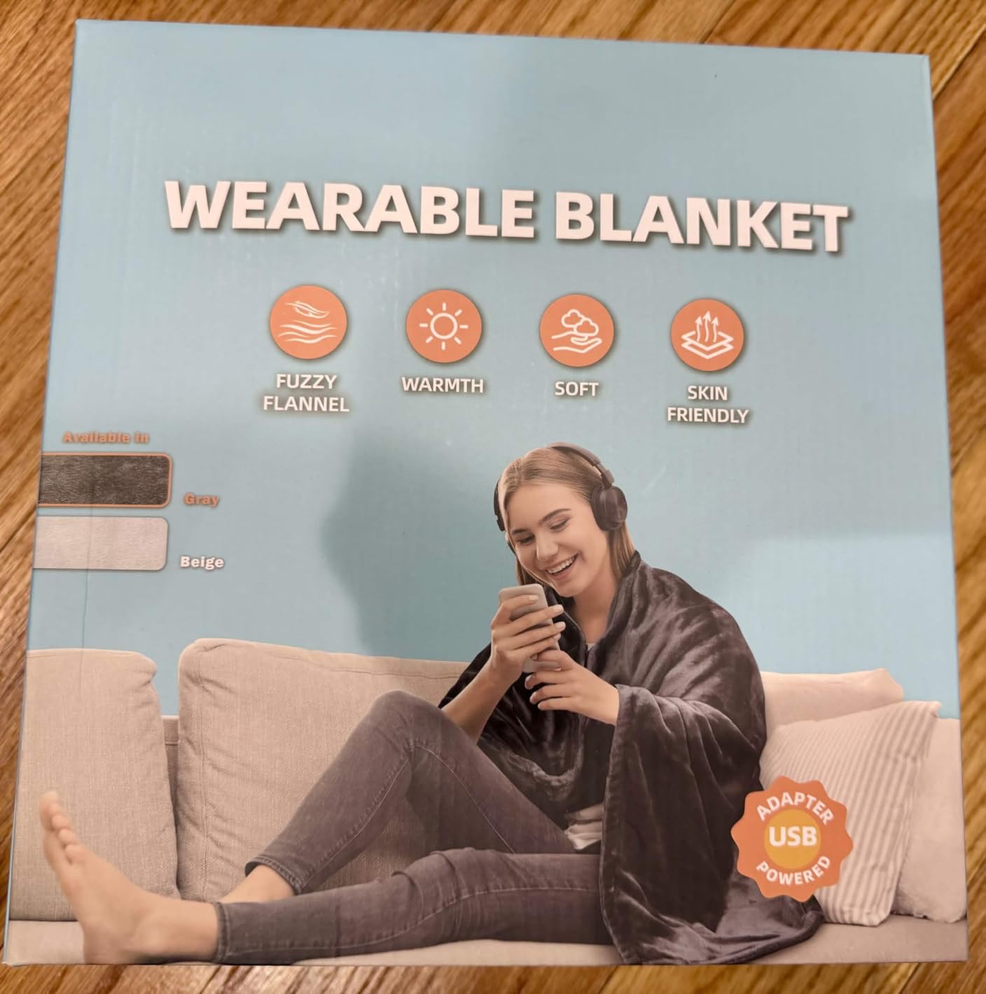 Cordless Heated Blanket with Hood, Rechargeable Wearable Heated Blanket Battery Powered with lasting Battery, Portable Heated Throw Blanket with 9 Heating Zones & 3 Levels, Camping, Warm Shadow Gray customer photo 2